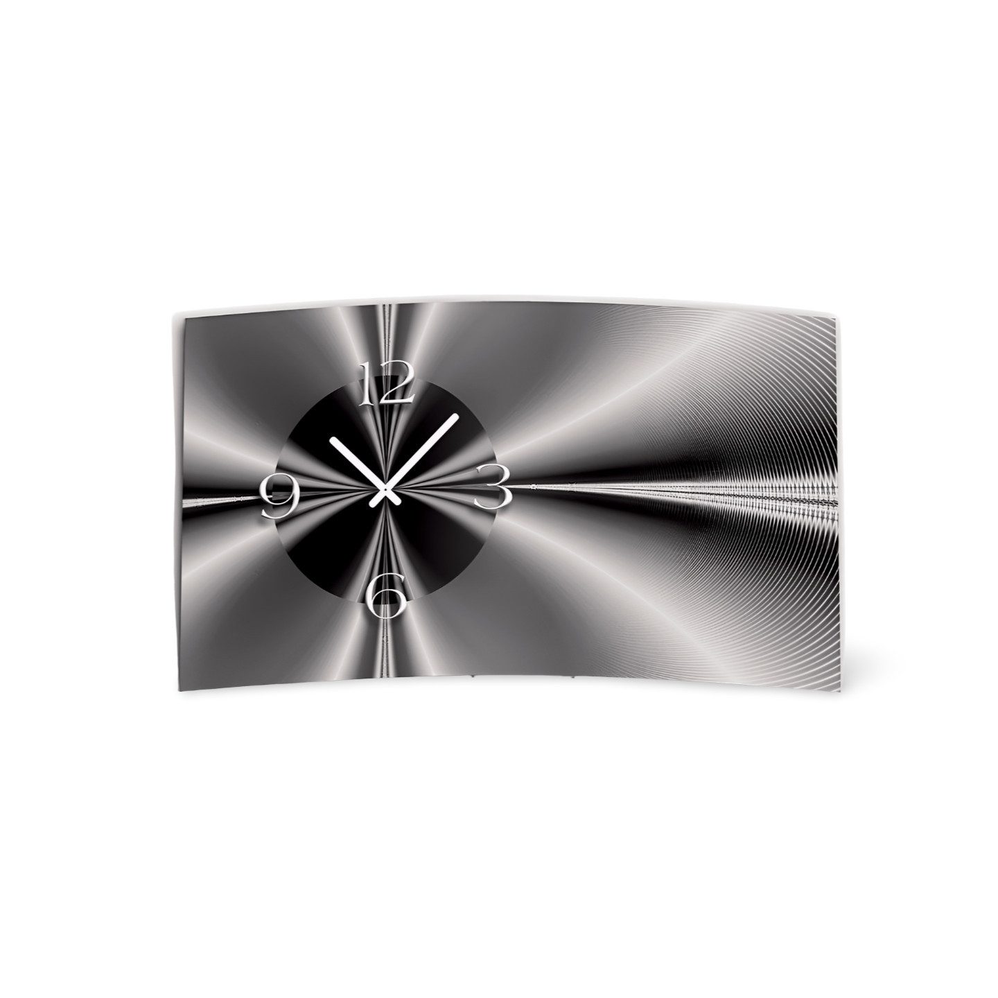 dixtime Wanduhr Digital Designer Art abstrakt sw Designer Wanduhr (Einzigartige 3D-Optik aus 4mm Alu-Dibond)