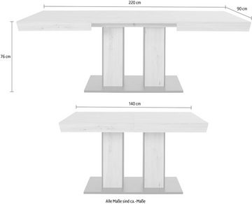 HELA Säulen-Esstisch, Synchronauszug 140-180-220cm