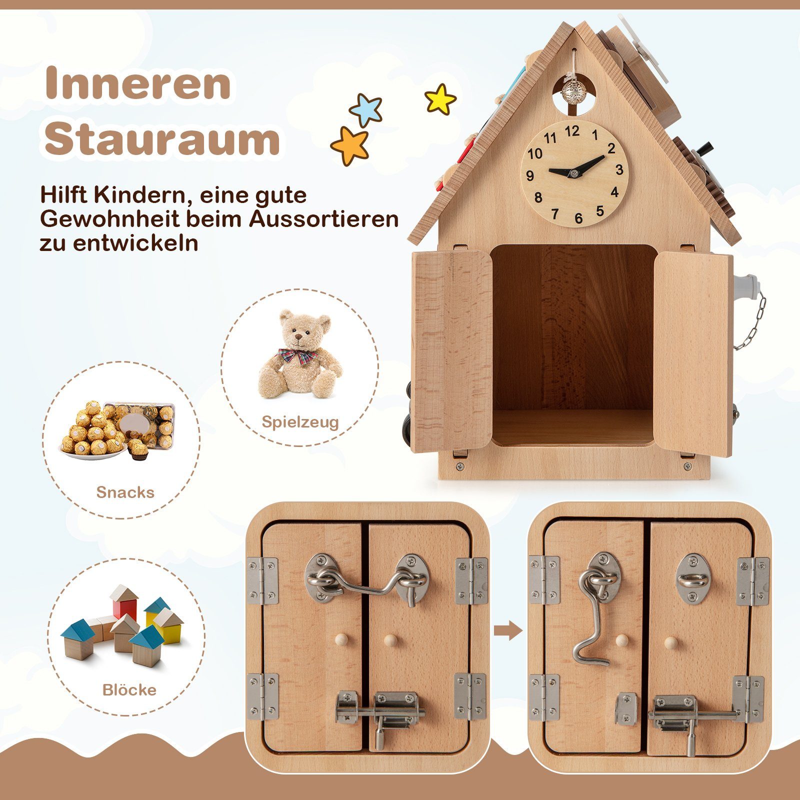 COSTWAY Lernspielzeug Kinder Spielhaus, Montessori Spielzeug aus Holz günstig online kaufen