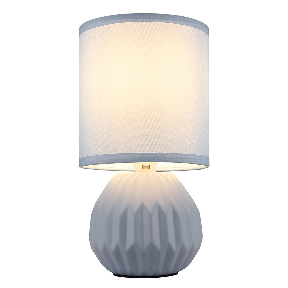 GLOBO LIGHTING Tischleuchte, Leuchtmittel nicht inklusive, Tischlampe Tischleuchte Nachttischlampe Keramik Textil blau H 23 cm
