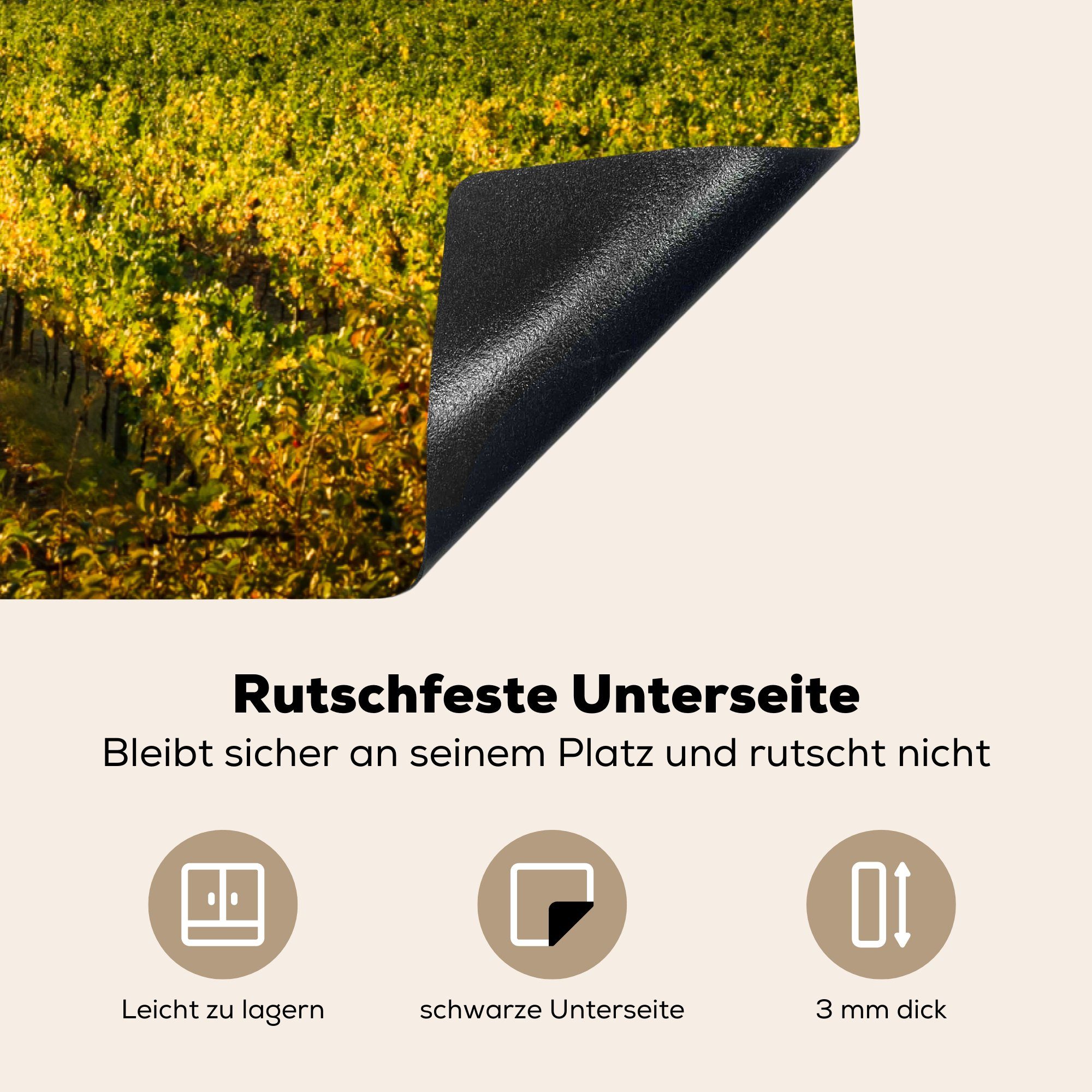 MuchoWow Herdblende-/Abdeckplatte Toskana - Landschaft Ceranfeldabdeckung die Induktionskochfeld (1 küche, tlg), Vinyl, 81x52 Wein, - für Schutz cm
