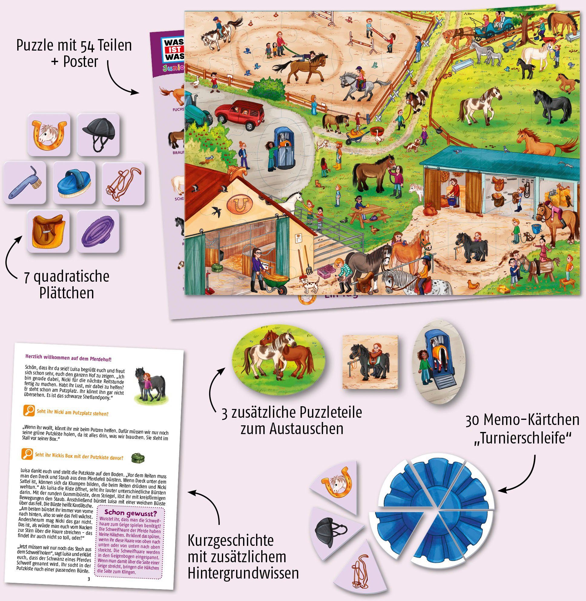 Kosmos Puzzle WAS IST WAS Junior, Entdecke Pferde & Ponys, 54 Puzzleteile, günstig online kaufen