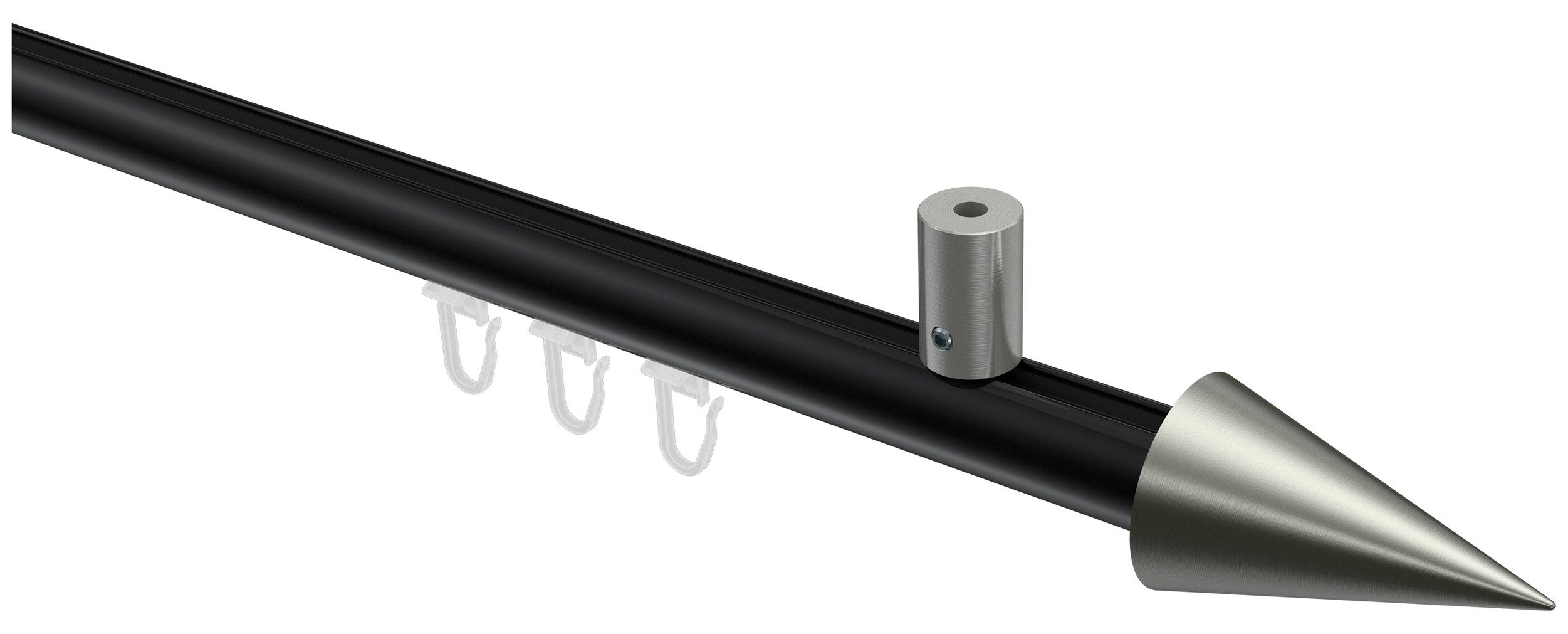 INTERDECO Innenlaufschiene Sonius Savio, Ø 20 mm, 1-läufig, Fixmaß, kürzbar, Deckenmontage, Aluminium, Schwarz / Edelstahl-Optik / Bicolor