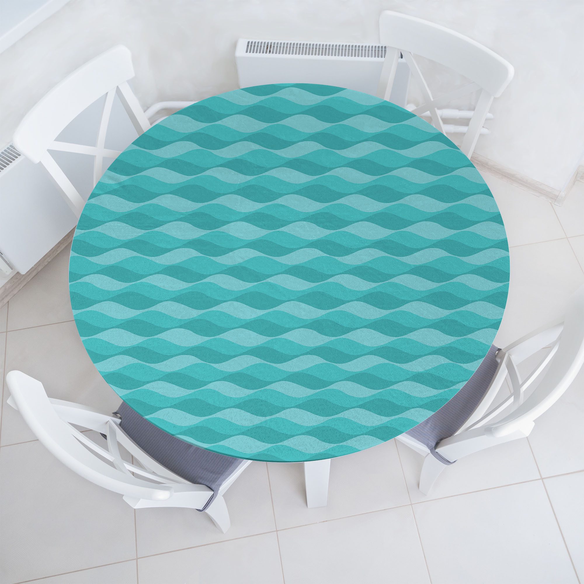 Abakuhaus Tischdecke Rundum-elastische Stofftischdecke, Welle Abstrakt Unterwasser-Design