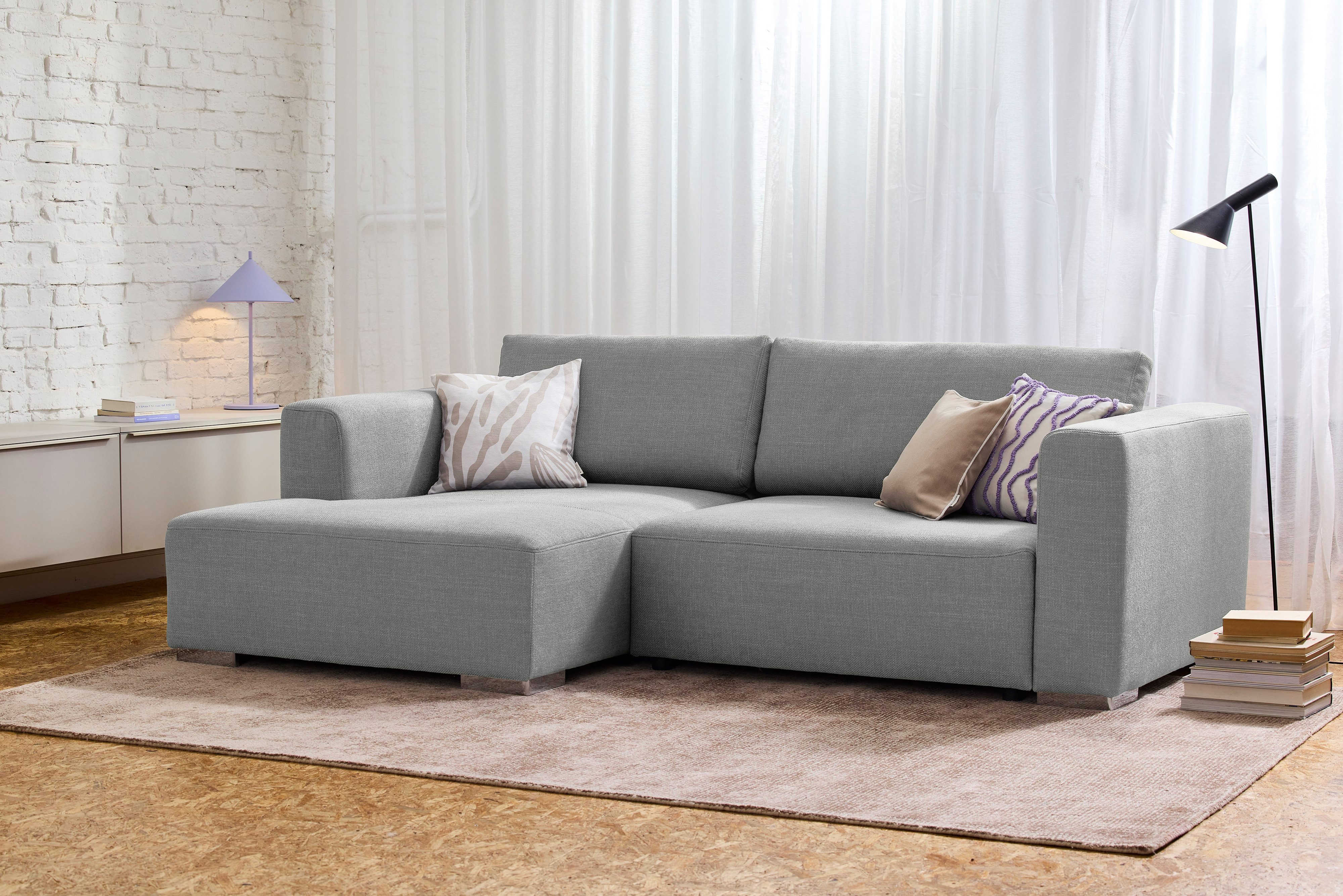 TOM TAILOR HOME Ecksofa HEAVEN – kubisches Sofa im klassischem Look – mit festem Sitz, optional mit Schlaffunktion – in vielen schönen Stoffen