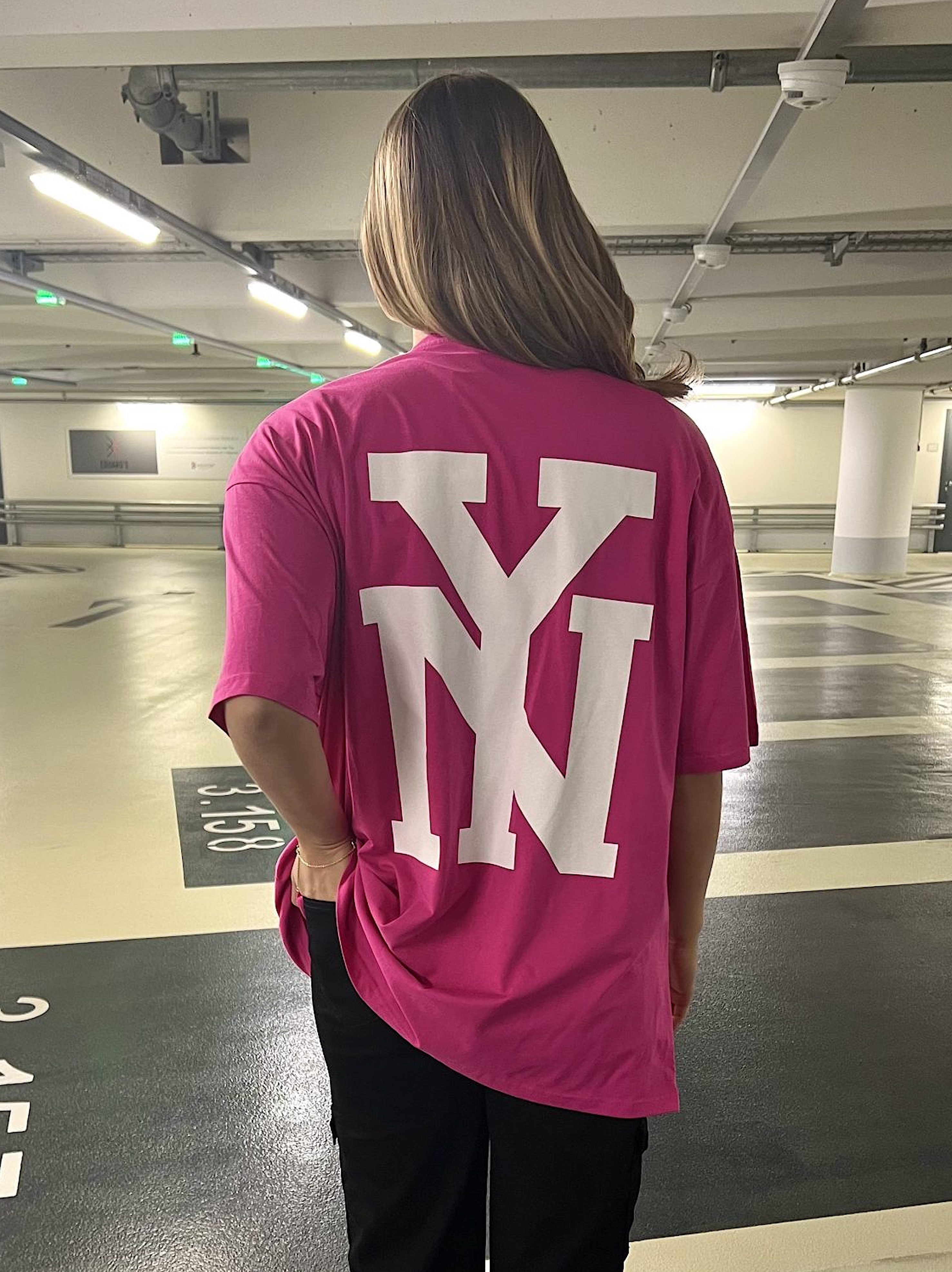 Worldclassca Print-Shirt Tee Oversized Worldclassca Pink NEW Oberteil Sommer NY Print T-Shirt YORK