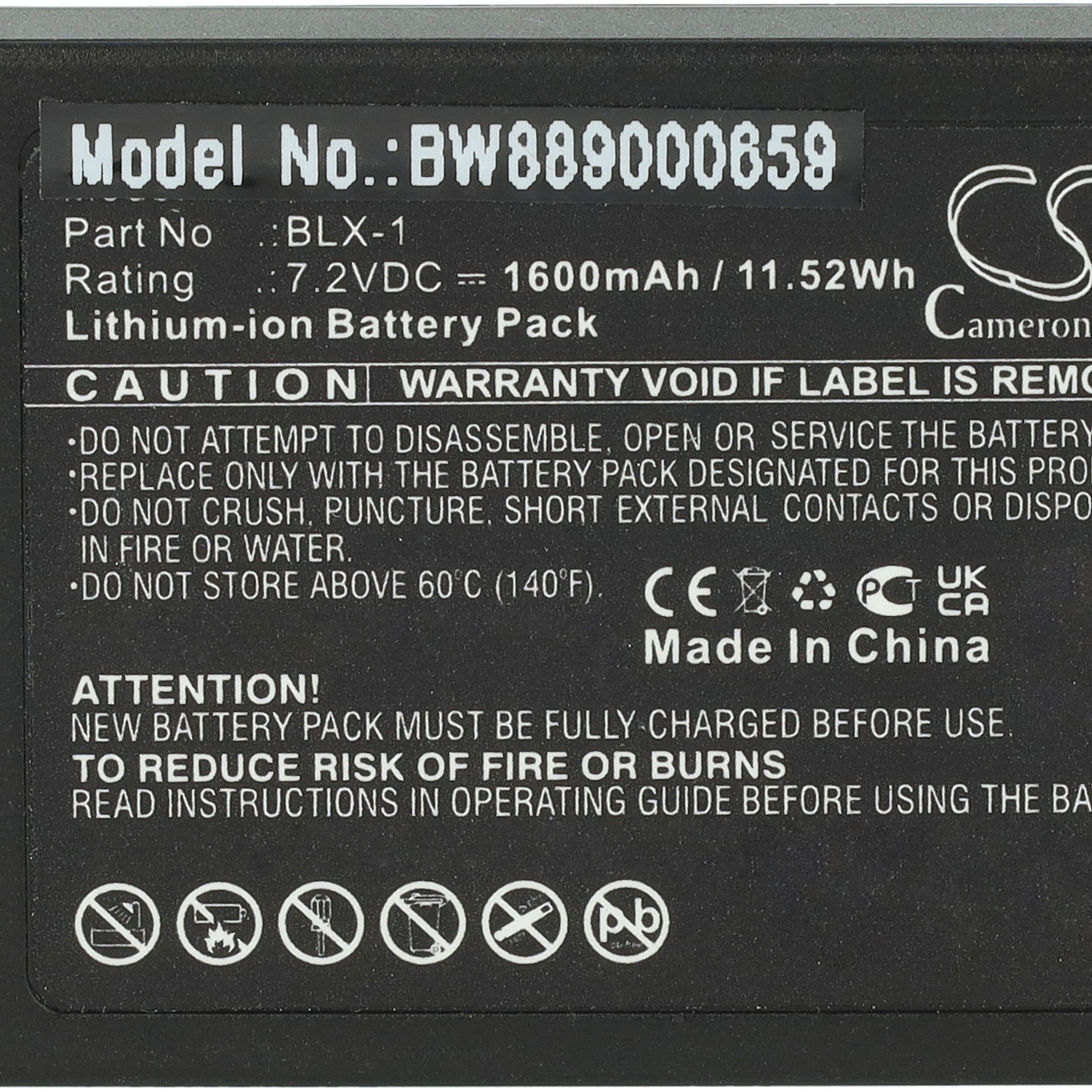 OM V) Kamera-Akku Olympus kompatibel Mirrorless Li-Ion mAh System mit OM-1, (7,2 vhbw 1600 OM-1