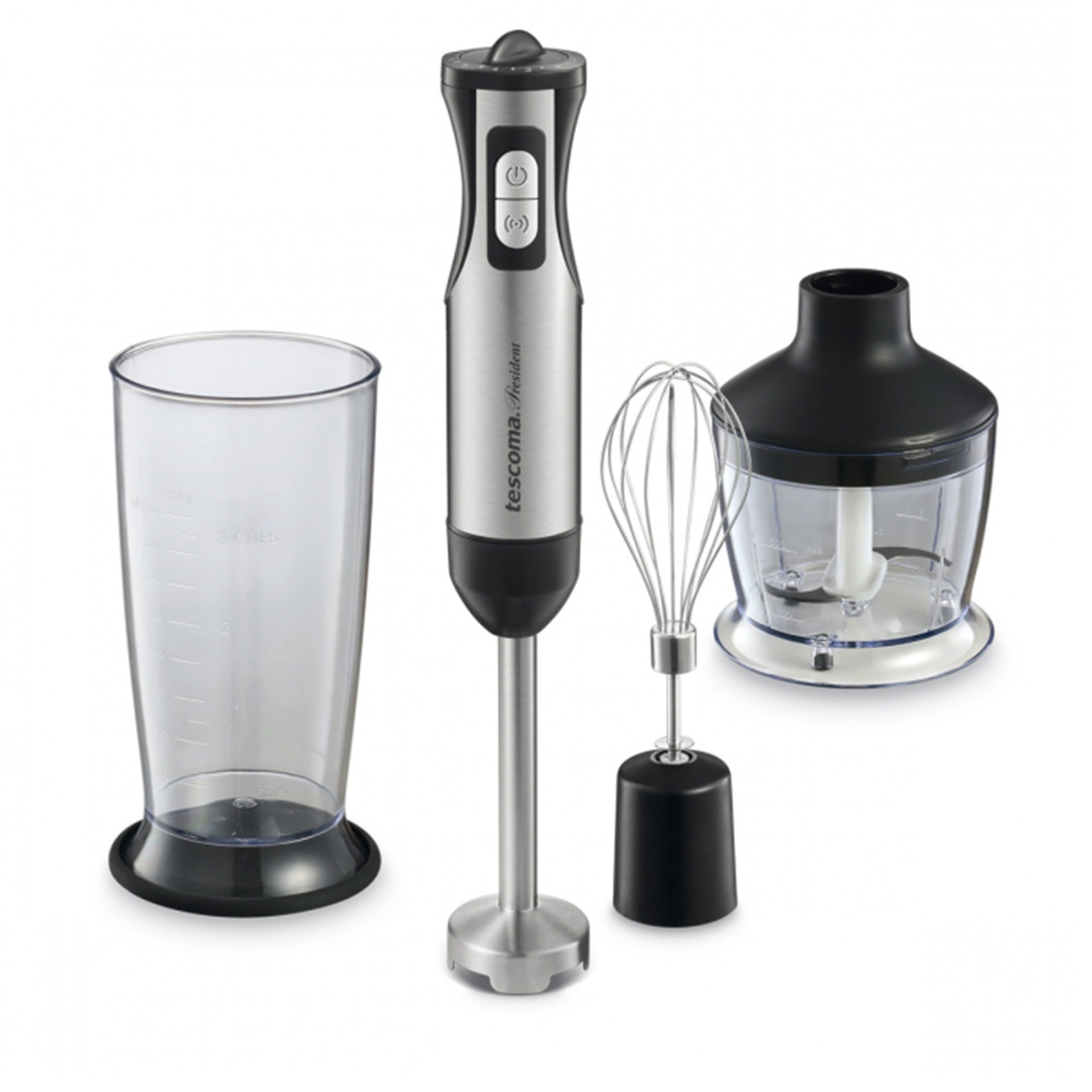 Tescoma Stabmixer Tescoma Pürierstab-Set President 800 W mit Zubehör, 800 W, 6 Geschwindigkeitsstufen und zusätzliche Pulsefunktion