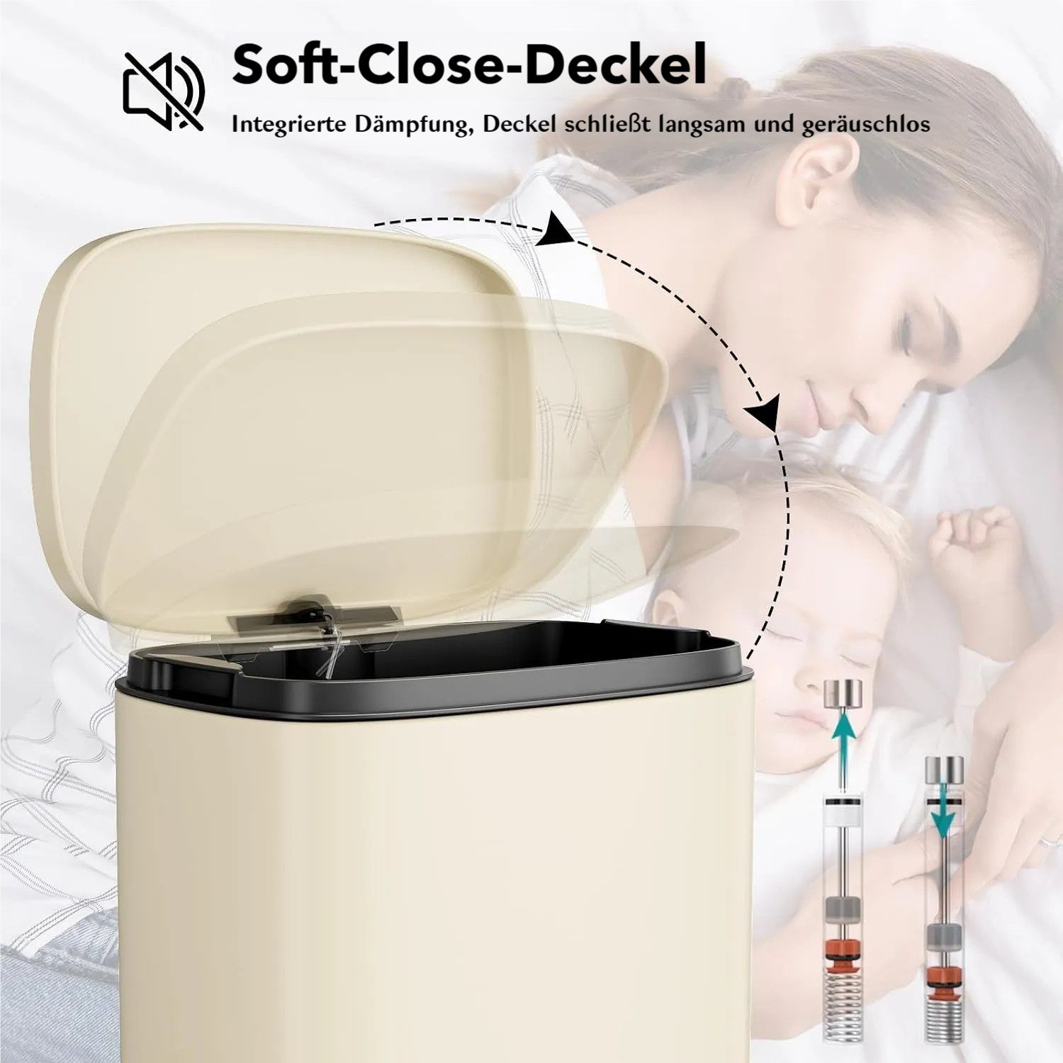 TLGREEN Mülleimer 50l aus Edelstahl,Abfalleimer mit Deckel, Soft-Close Tretmülleimer,für Küche, Badezimmer, Büro – Bild 4 von 5