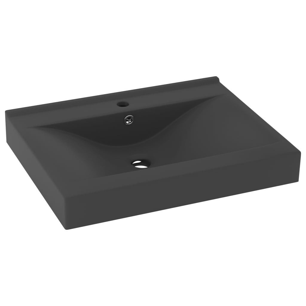 vidaXL Waschbecken, Luxus-Waschbecken mit Hahnloch Matt-Dunkelgrau 60x46 cm Keramik