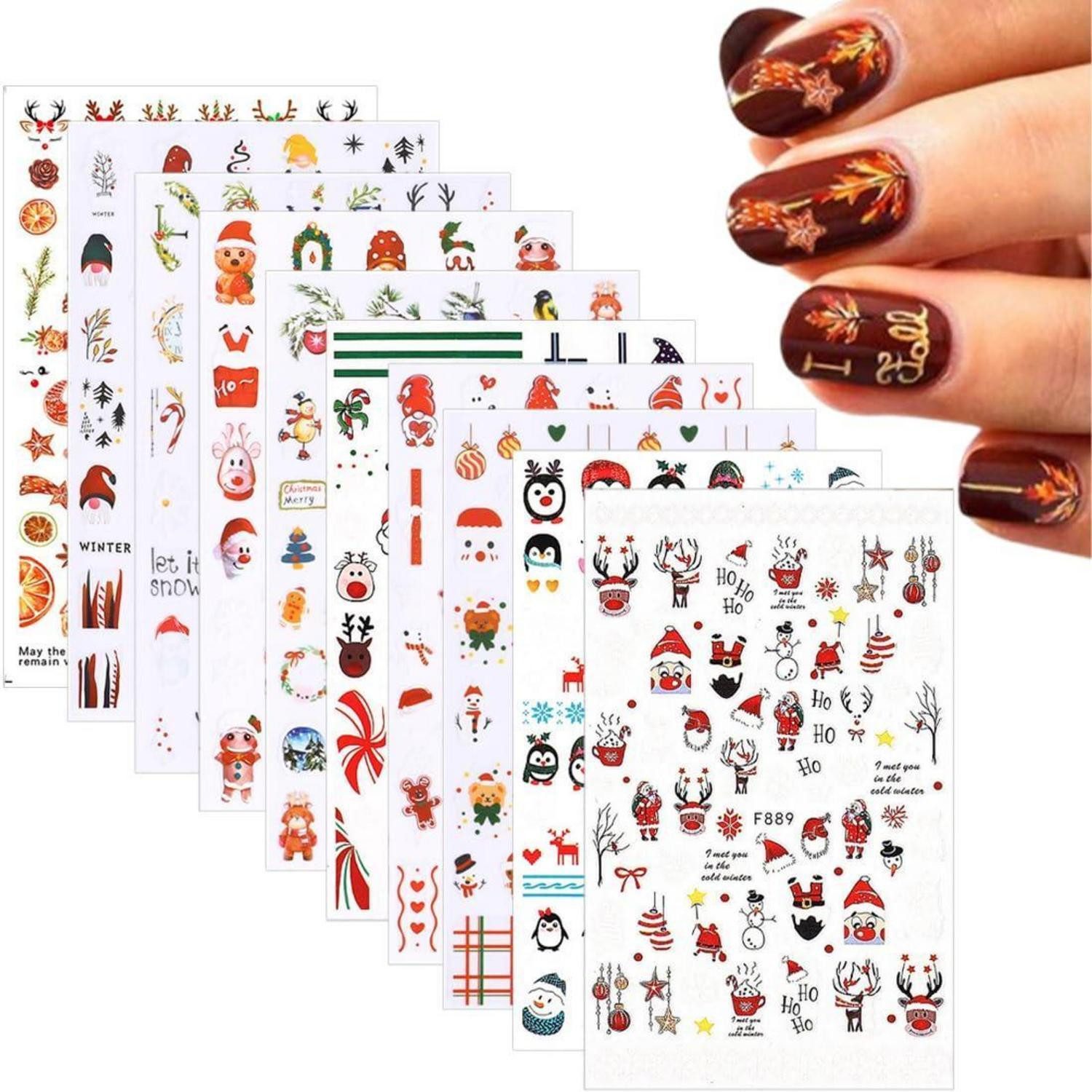 LuxusKollektion Aufkleber Weihnachts Nagelsticker 10 Blatt