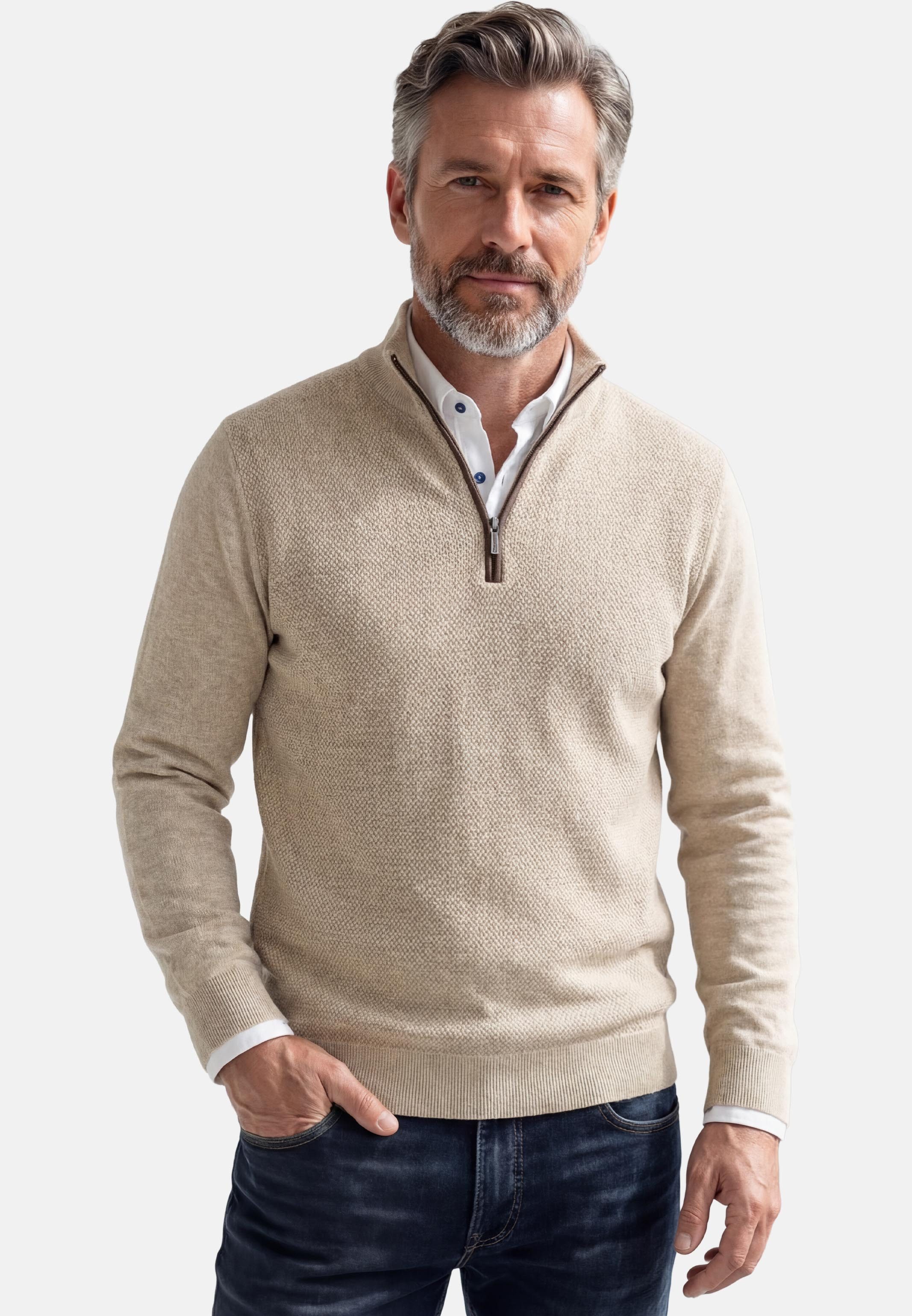 Redmond Strickpullover Basic (1-tlg) Troyer - Baumwolle - Atmungsaktiv