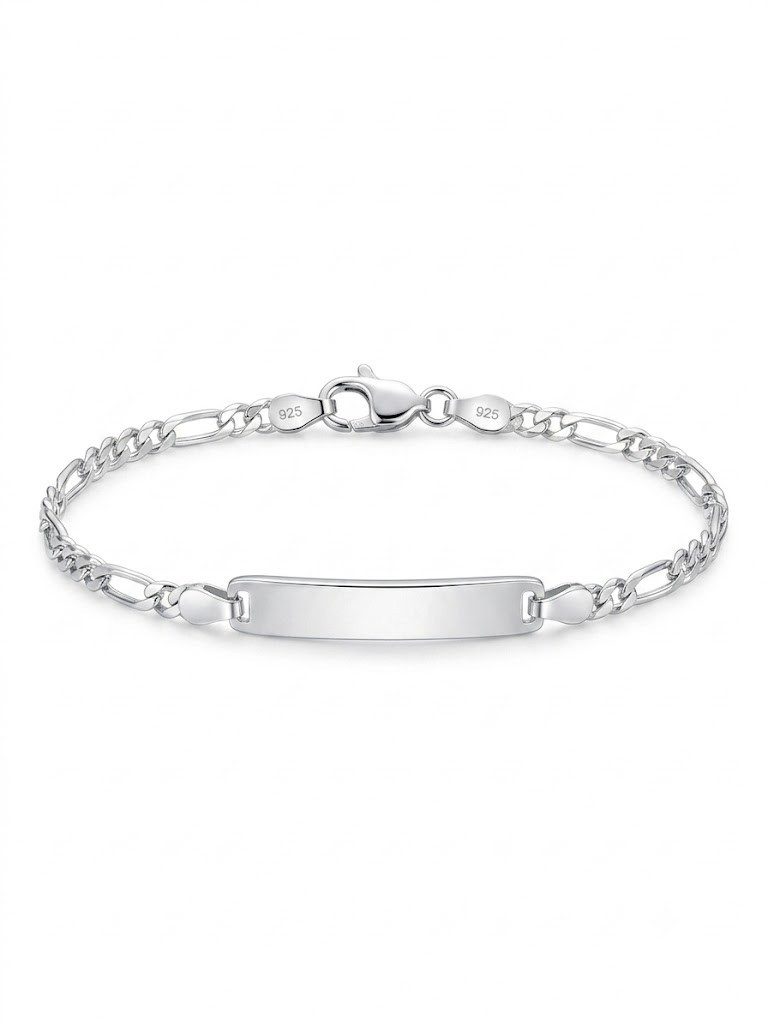 Karisma Schmuck Silberarmband Identitätsarmband Silber für Mädchen & Jungen –, Echtes 925er Silber mit Gravurfeld - Made in Italy