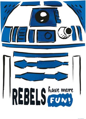 Komar Leinwandbild Keilrahmenbild - Star Wars R2D2 More Fun - Größe 40 x 60 cm, Disney (1 St)