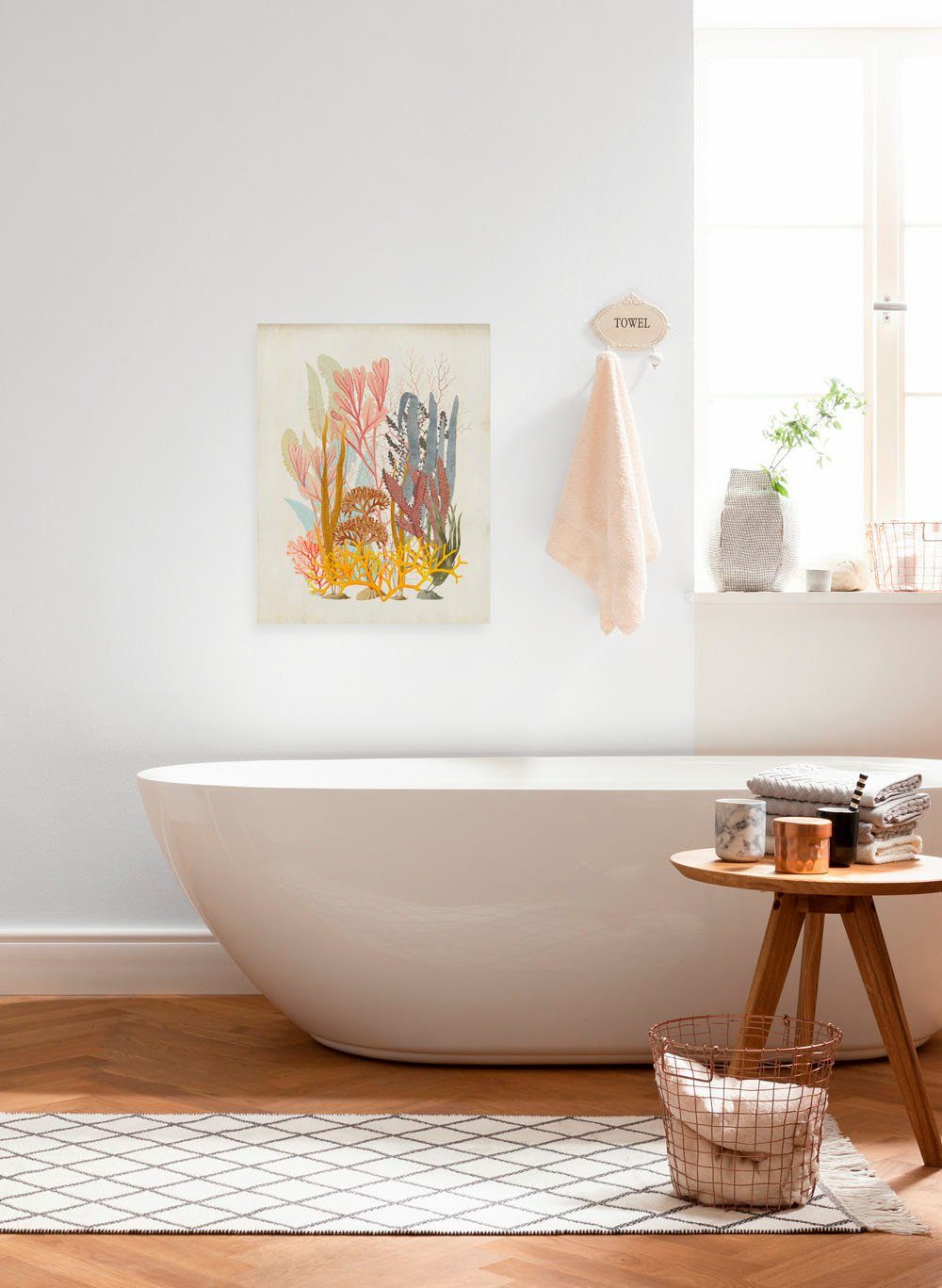 Komar Leinwandbild Coral Aqua - Größe 30 x 40 cm, Natur (1 St), Keilrahmenbild mi Echtholzrahmen