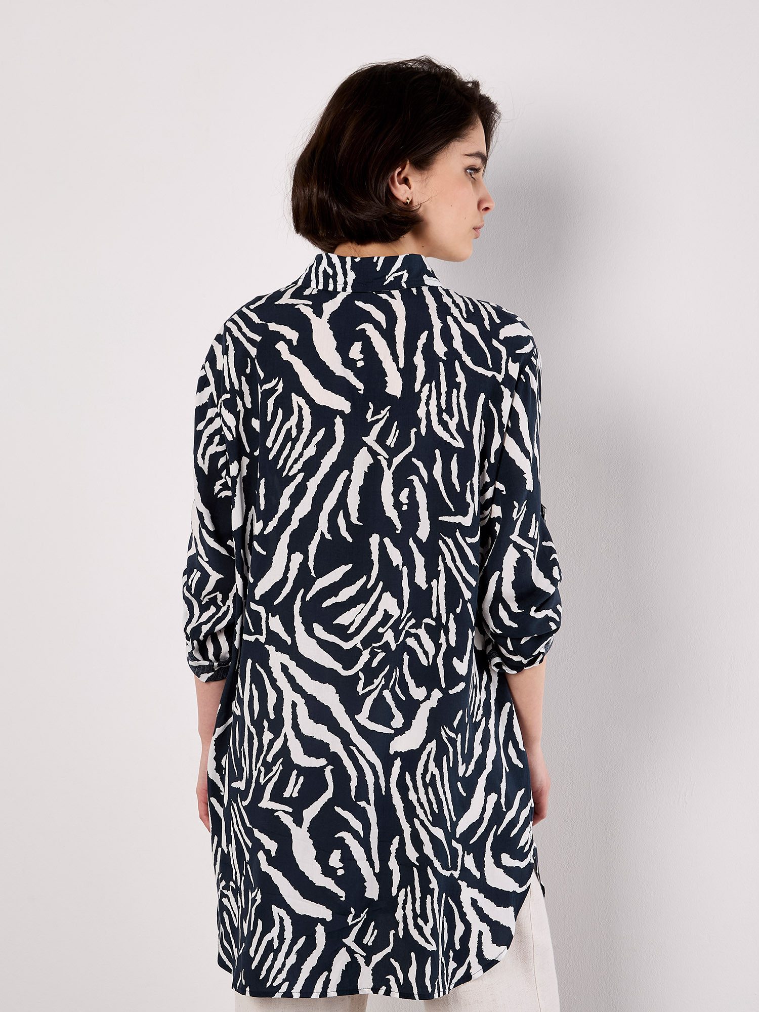 Apricot Hemdbluse Oversize-Shirt mit Zebradruck