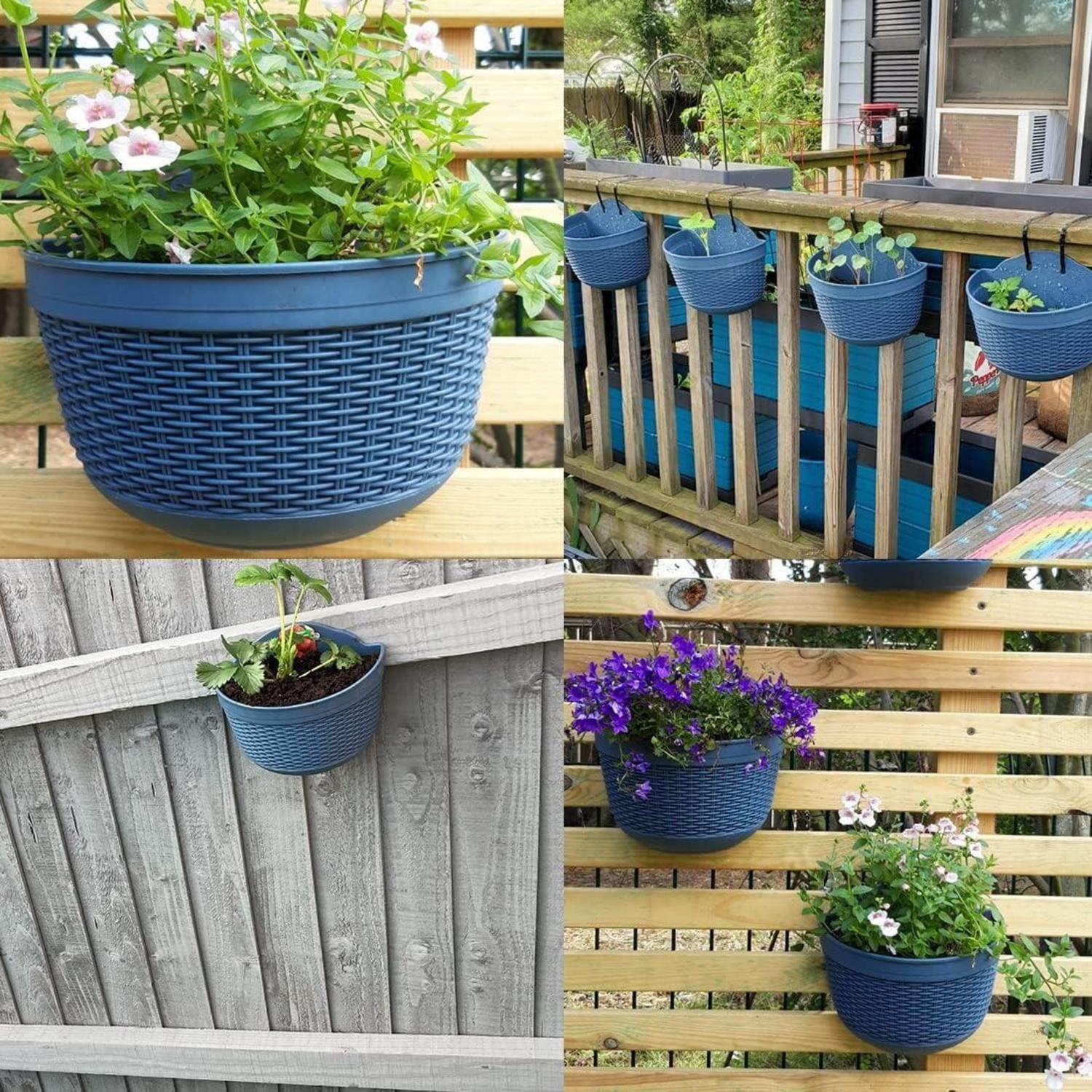 LuxusKollektion Blumentopf Hängende Pflanzgefäße 2 Stück Kunststoff Blumenampel Balkon Terrasse