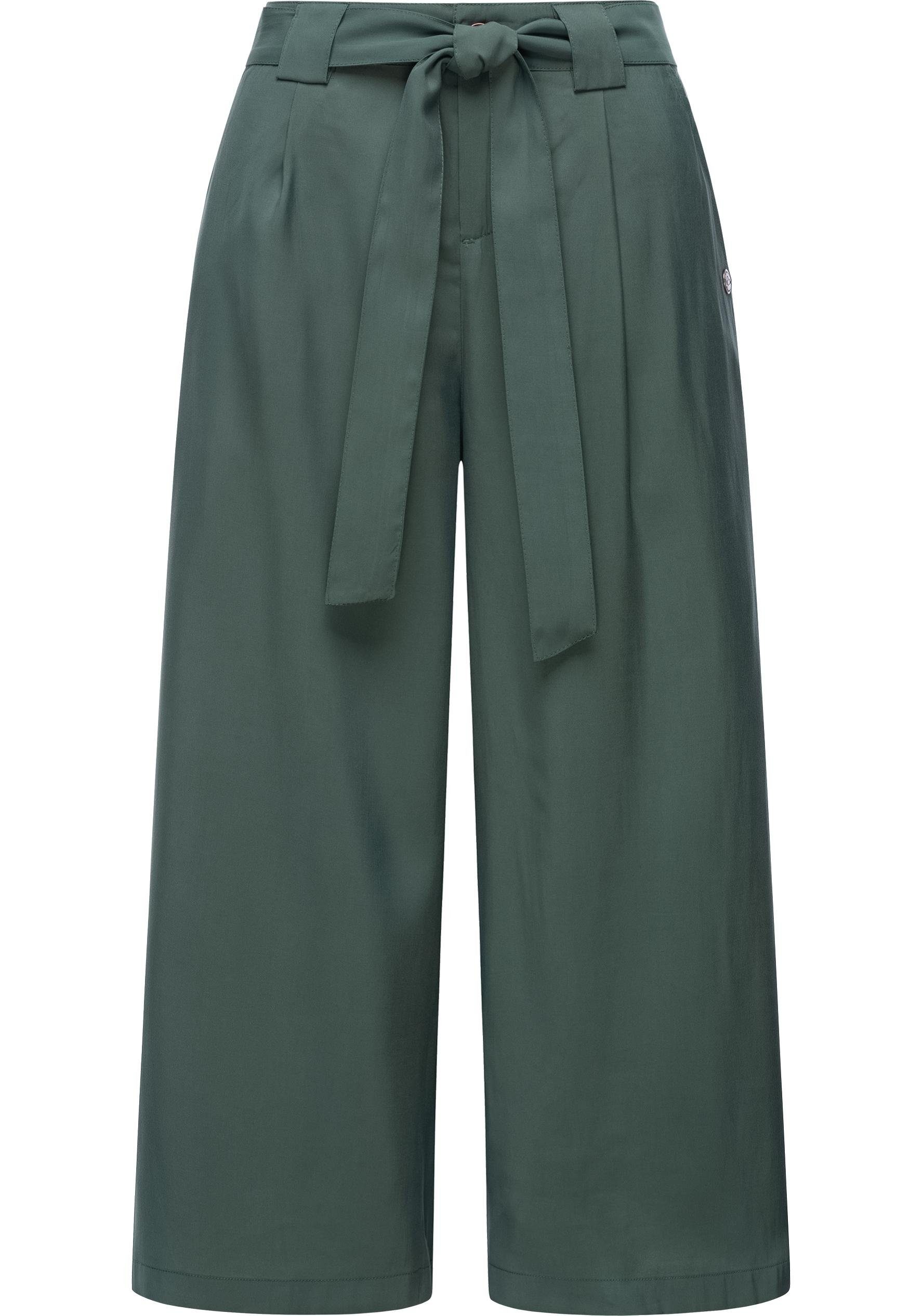 Ragwear Stoffhose Yarai Stylische Culotte Hose mit Gürtel dunkelgrün