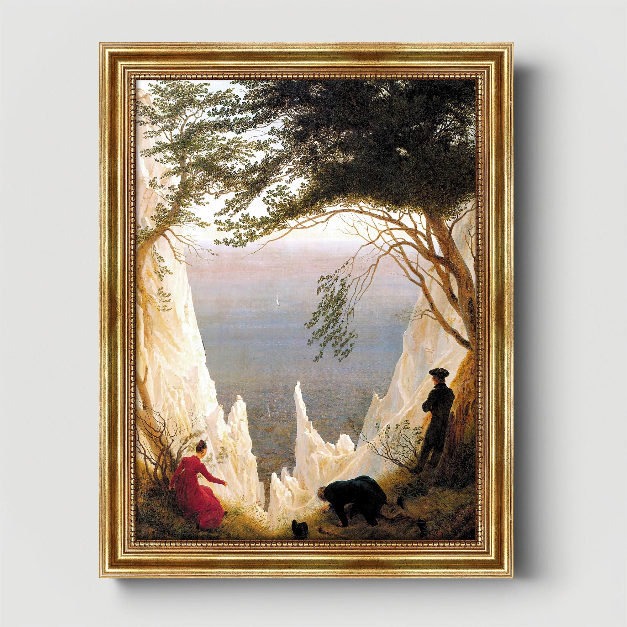 Dekomundo® Bild mit Rahmen Kreidefelsen auf Rügen Caspar David Friedrich Leinwandbild mit Rahmen