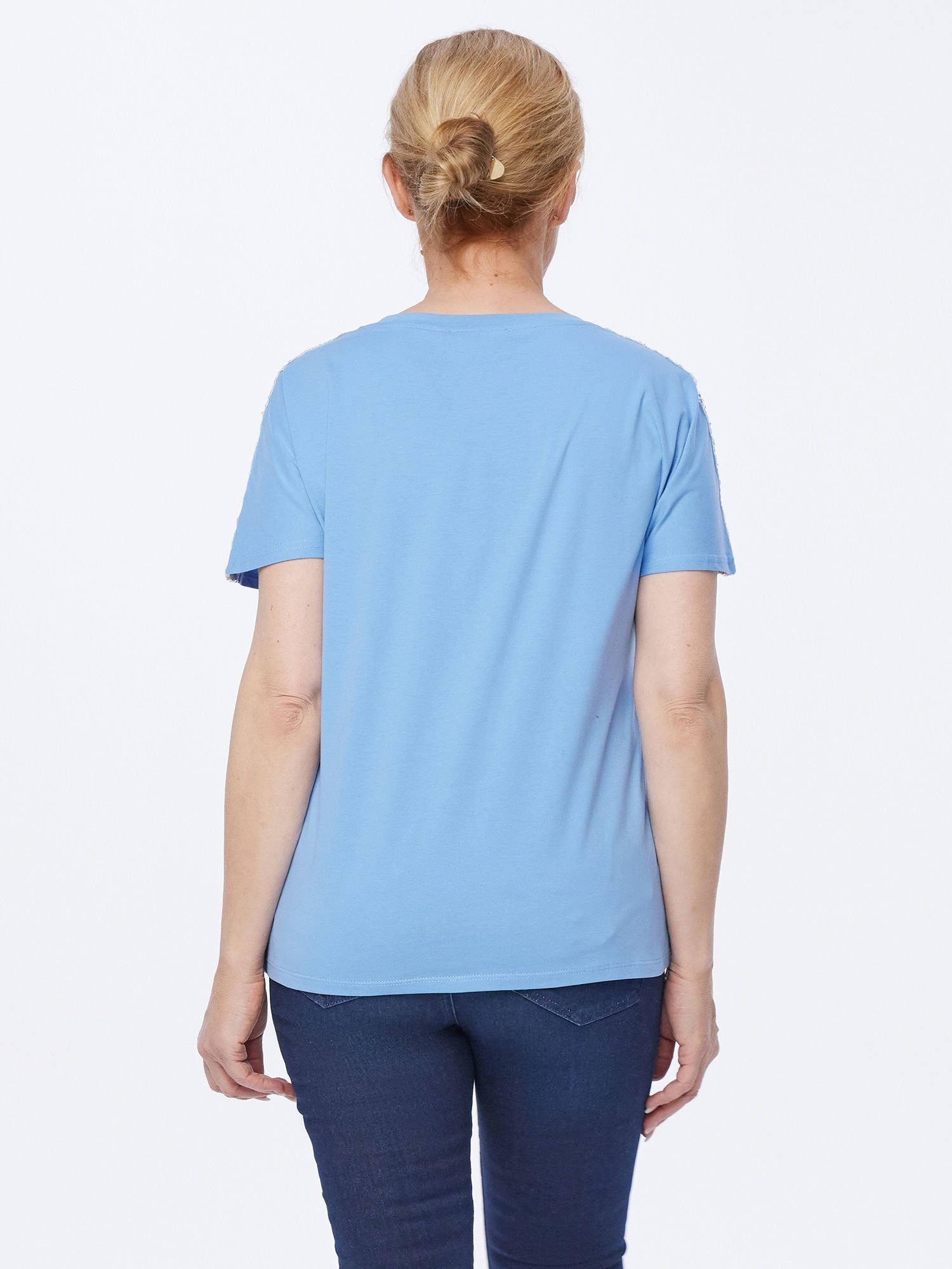 Christian Materne T-Shirt Kurzarmbluse Stern-Motiv blau mit