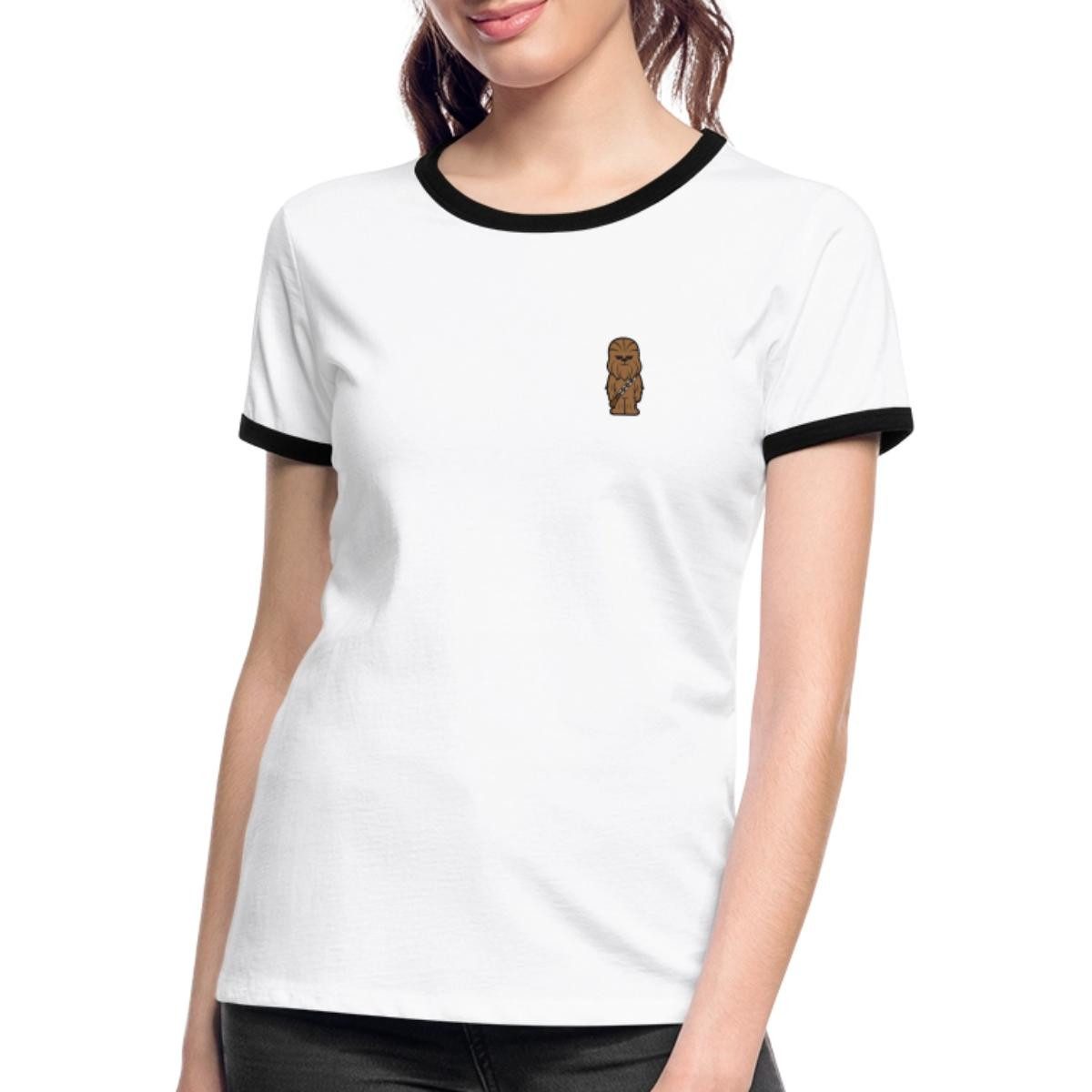 Spreadshirt T-Shirt Star Wars Chewbacca Chestprint Frauen Kontrast T-Shirt (1-tlg)