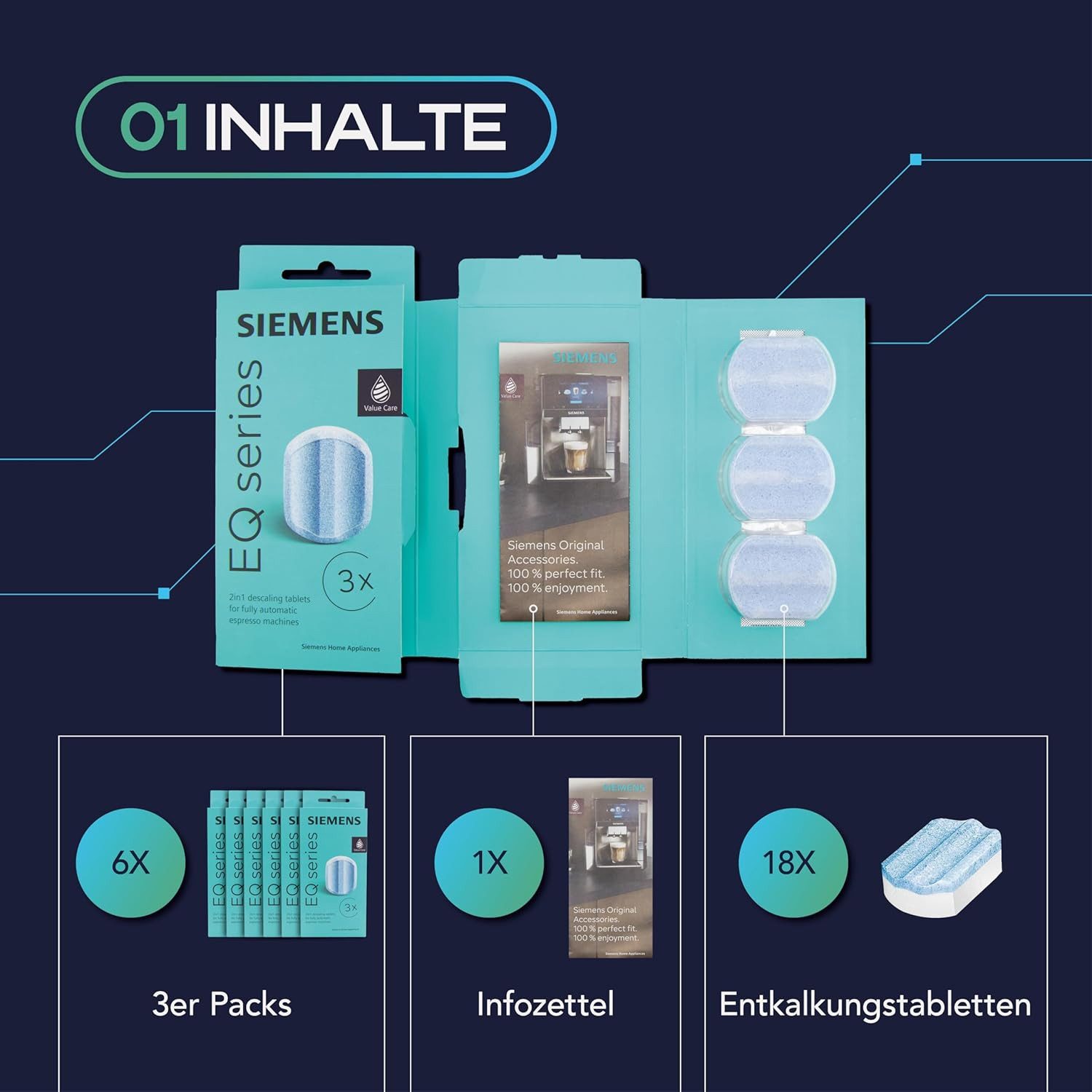 SIEMENS 18x Entkalkungstabletten Entkalkungstabletten (MEISTERZWECK4U, [- TZ80002 Entkalkungstabletten Entkalker)