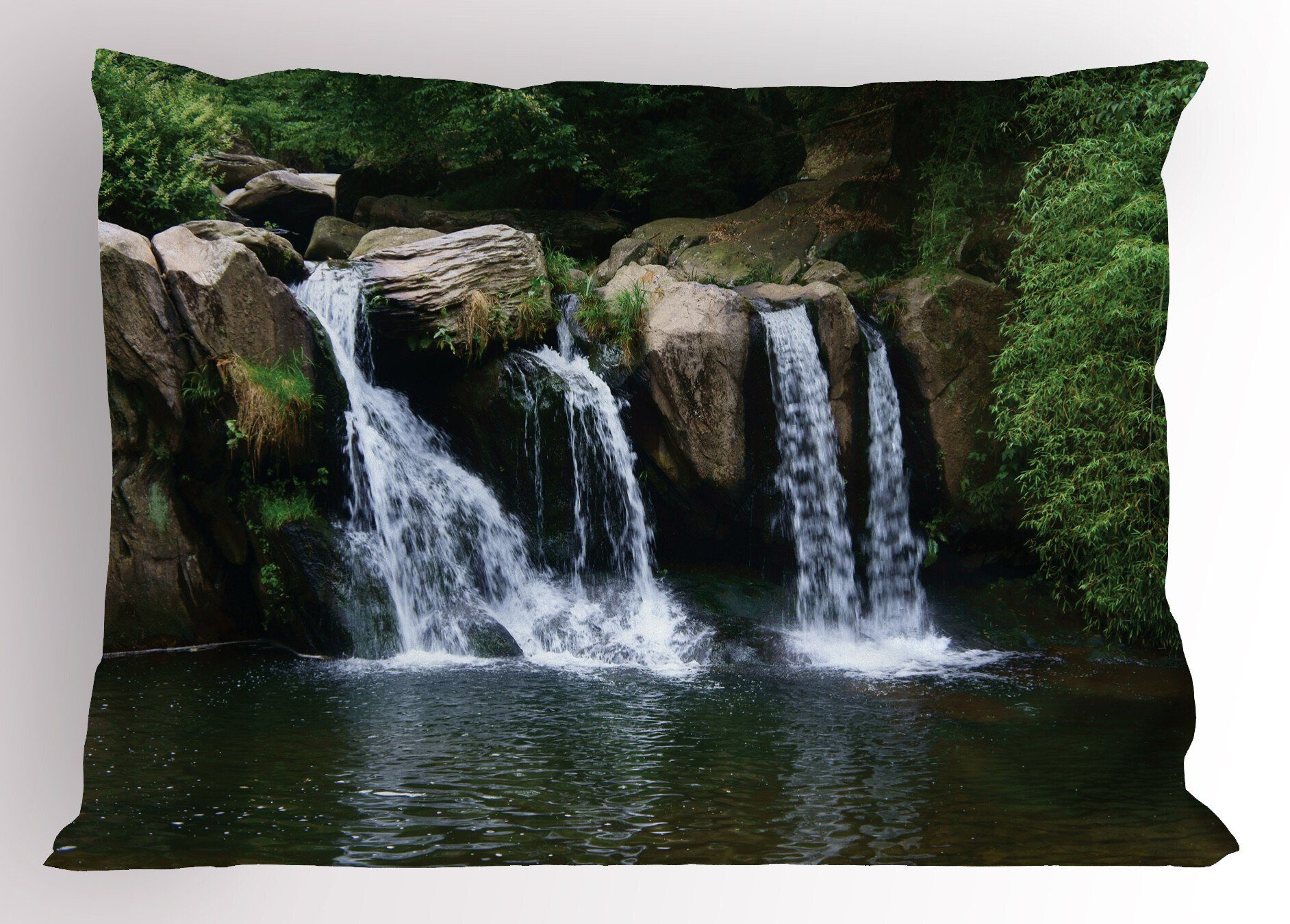 Kissenbezüge Dekorativer Standard King Streaming Wasser (1 Stück), Wald Gedruckter Wasserfall Kissenbezug, Size in Abakuhaus