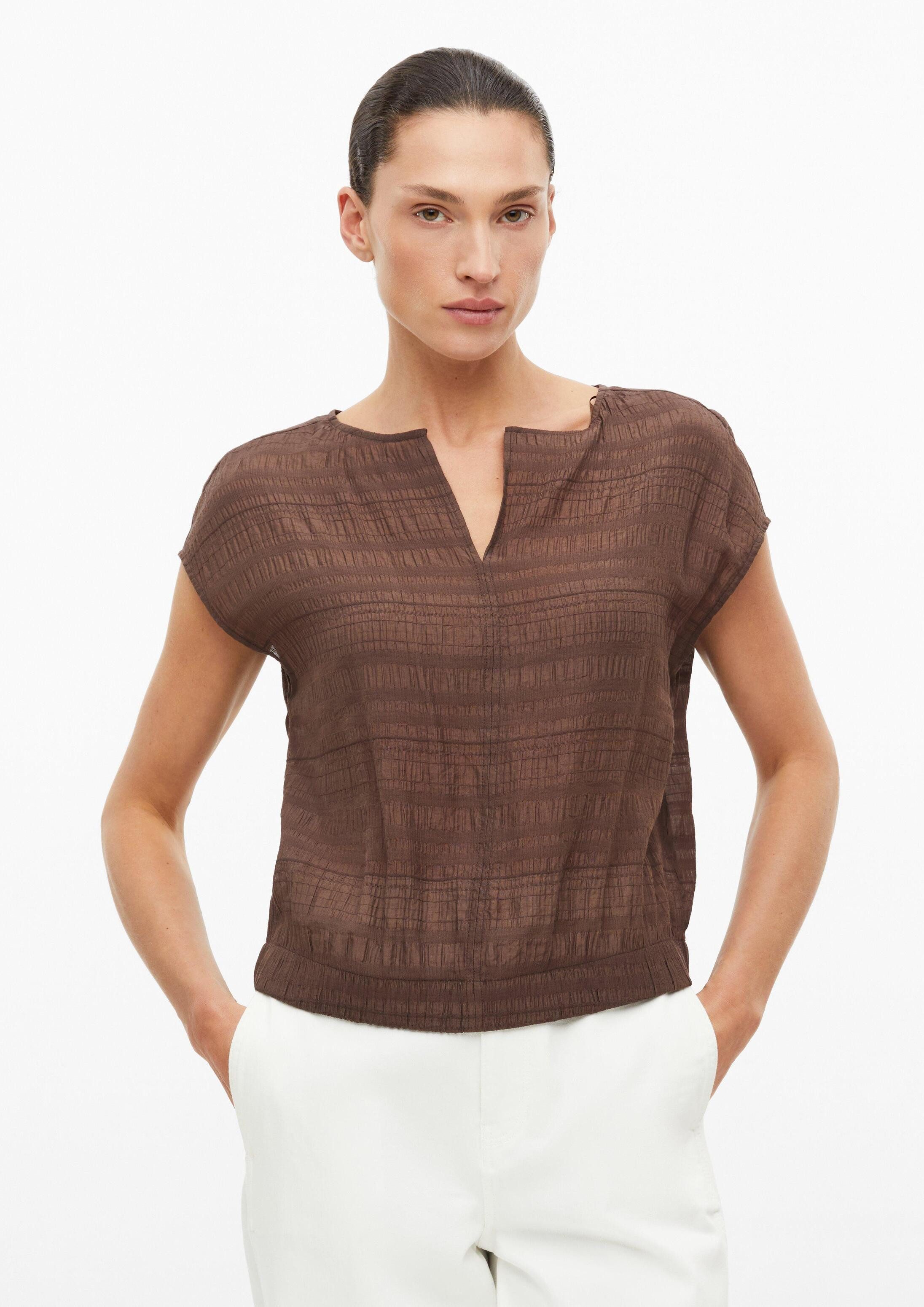 s.Oliver Kurzarmbluse Bluse Ärmellose Bluse aus Viskosemix in Crinkle-Optik