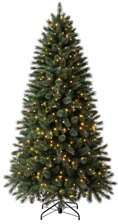 Dehner Künstlicher Weihnachtsbaum »Odin, mit LED/Metallständer, Höhe 210 cm, Ø 114 cm«, Lichtfarbe warmweiß, aus PVC/Metall, Farbe grün
