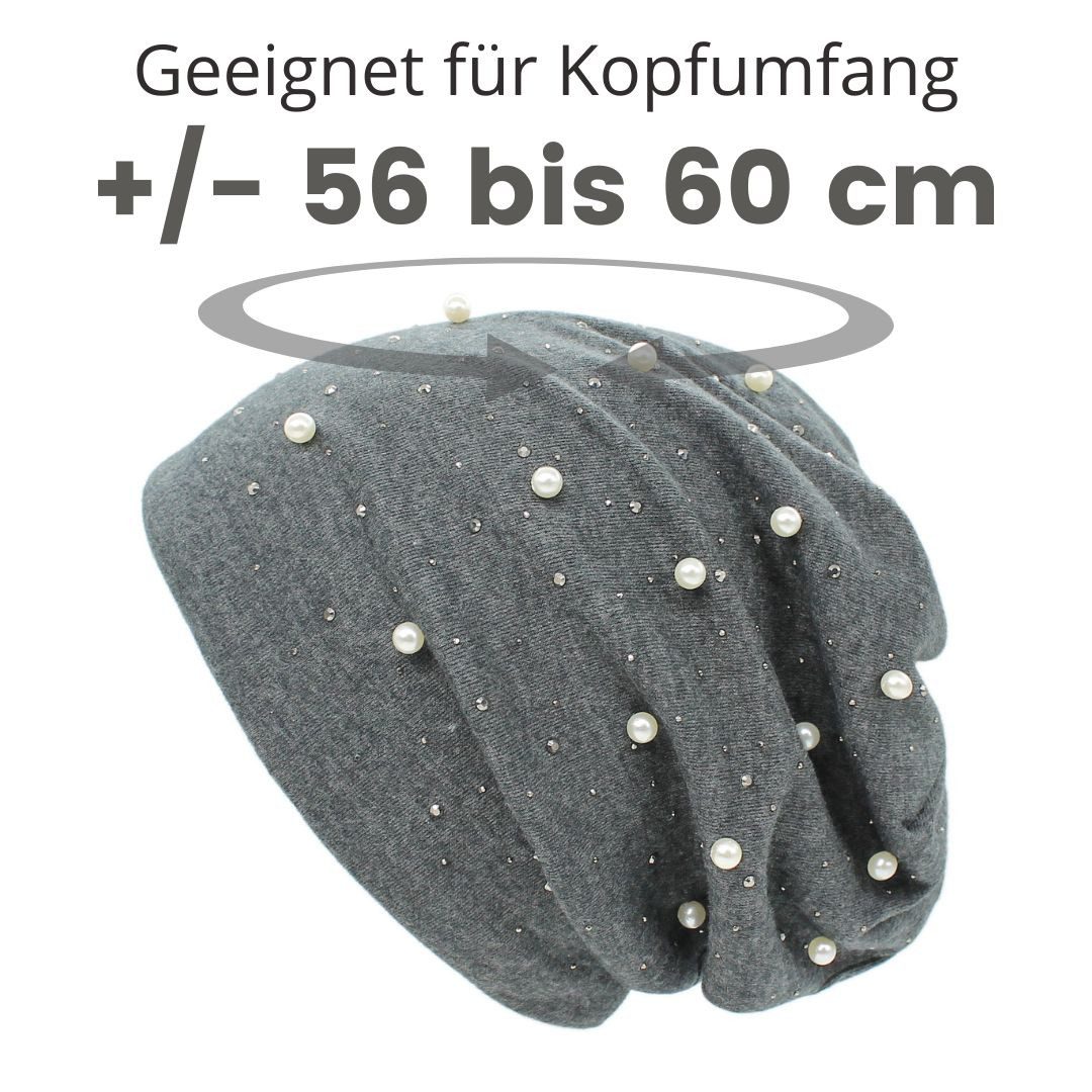 dy_mode Beanie Damen Beanie Mütze mit Kunstperlen Glitzer – Gefütterte Beaniemütze mit Innenfutter