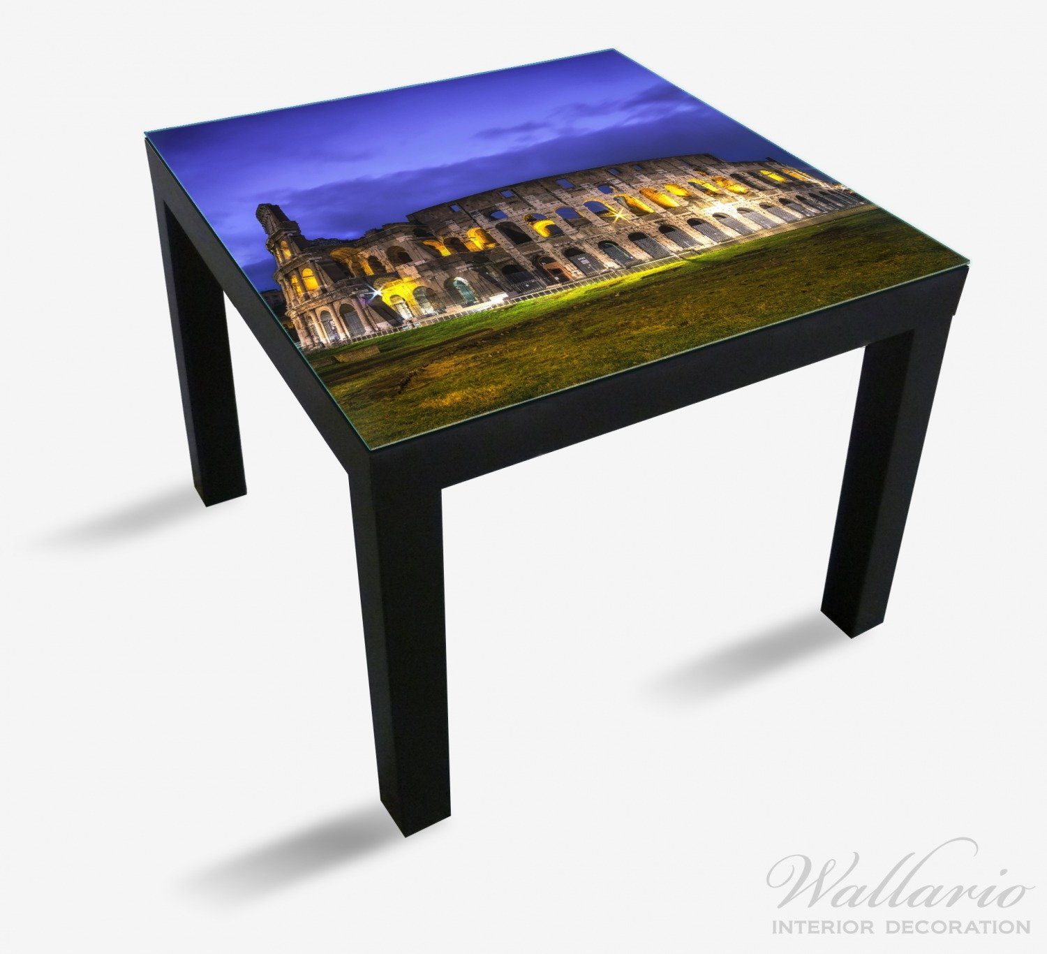 Wallario Tischplatte Italien bei Kollosseum Tisch am (1 Abend beleuchtet in Rom, für - Nacht St), Ikea geeignet Lack