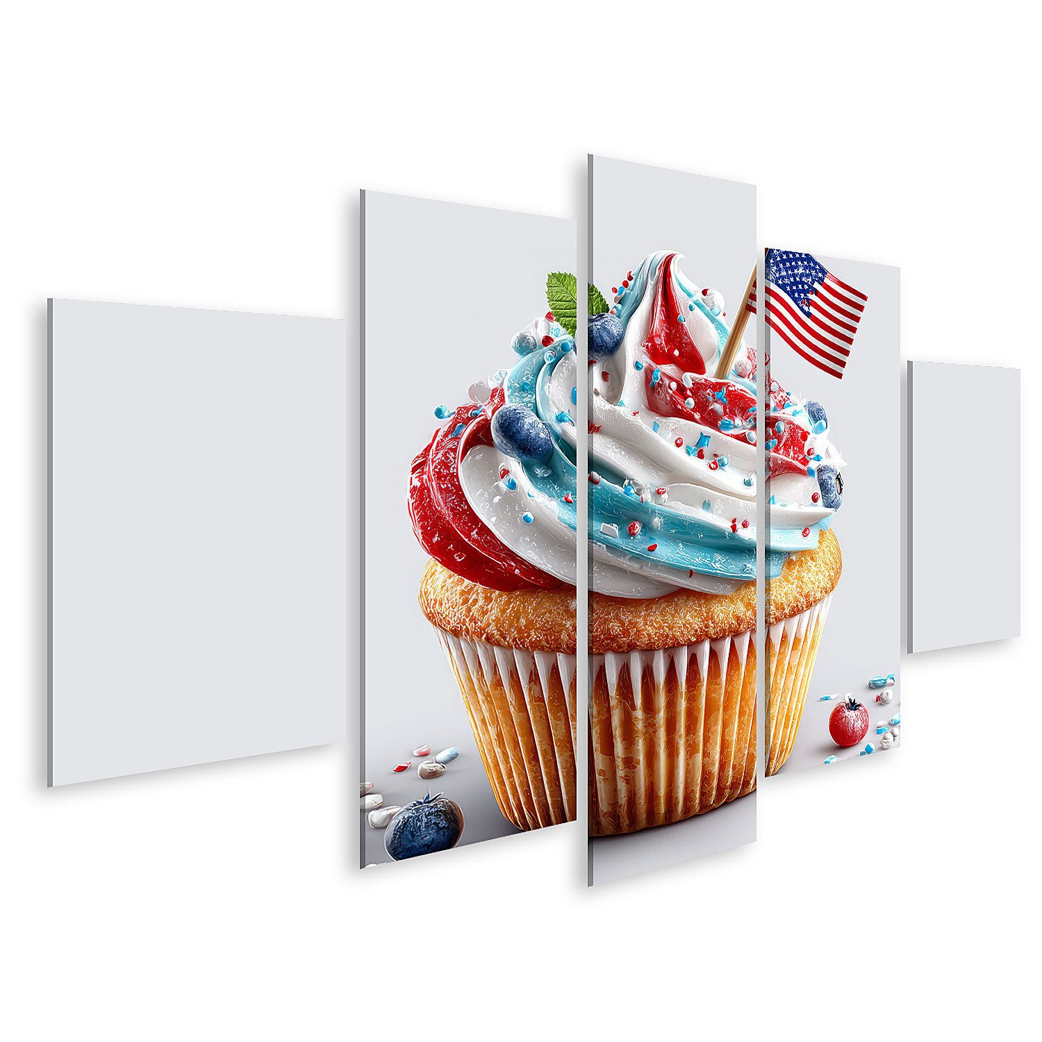 islandburner Leinwandbild Kuchen mit amerikanischer Flagge und buntem Zuckerguss im Vergleich