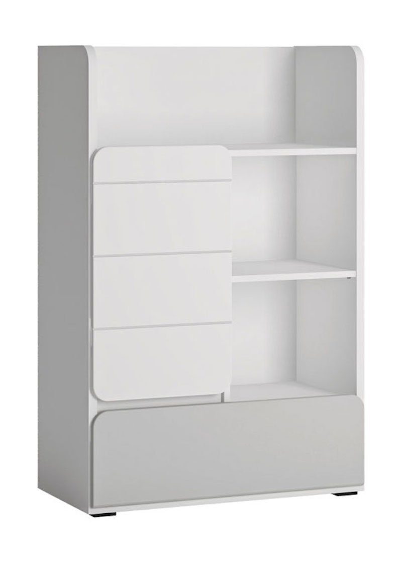 Feldmann-Wohnen Bücherregal Hochglanz Albi, 76x41x117cm weiß grau
