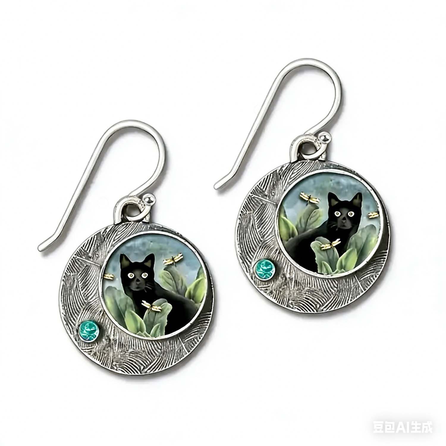 Innolea Ohrring-Set Katze Ohrhänger aus Legierung Mystisches Vintage-Design Türkis-Akzent