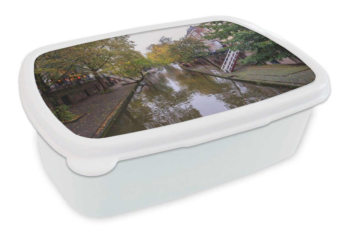 MuchoWow Lunchbox Wasser - Pflanzen - Utrecht, Kunststoff, (2-tlg), Brotbox für Kinder und Erwachsene, Brotdose, für Jungs und Mädchen weiß