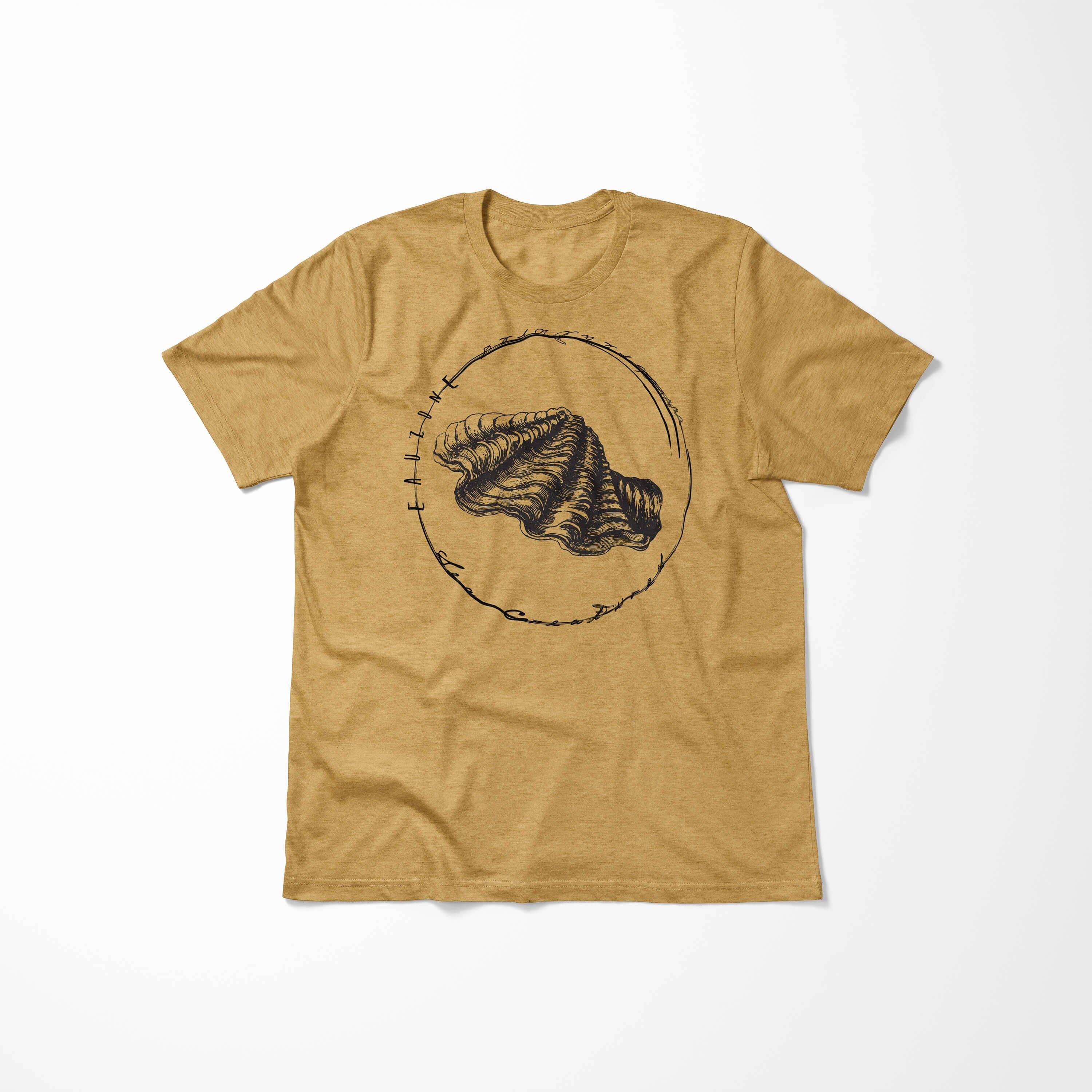 - 088 Struktur und Fische T-Shirt Sea Sea Tiefsee Serie: Sinus Gold sportlicher Antique T-Shirt Schnitt feine / Art Creatures,