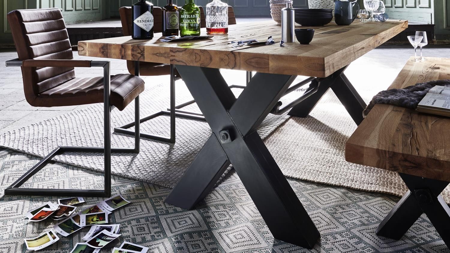 Bodahl Esstisch Esstisch Kansas Rustic Oak Massivholz 240x100 Industrial