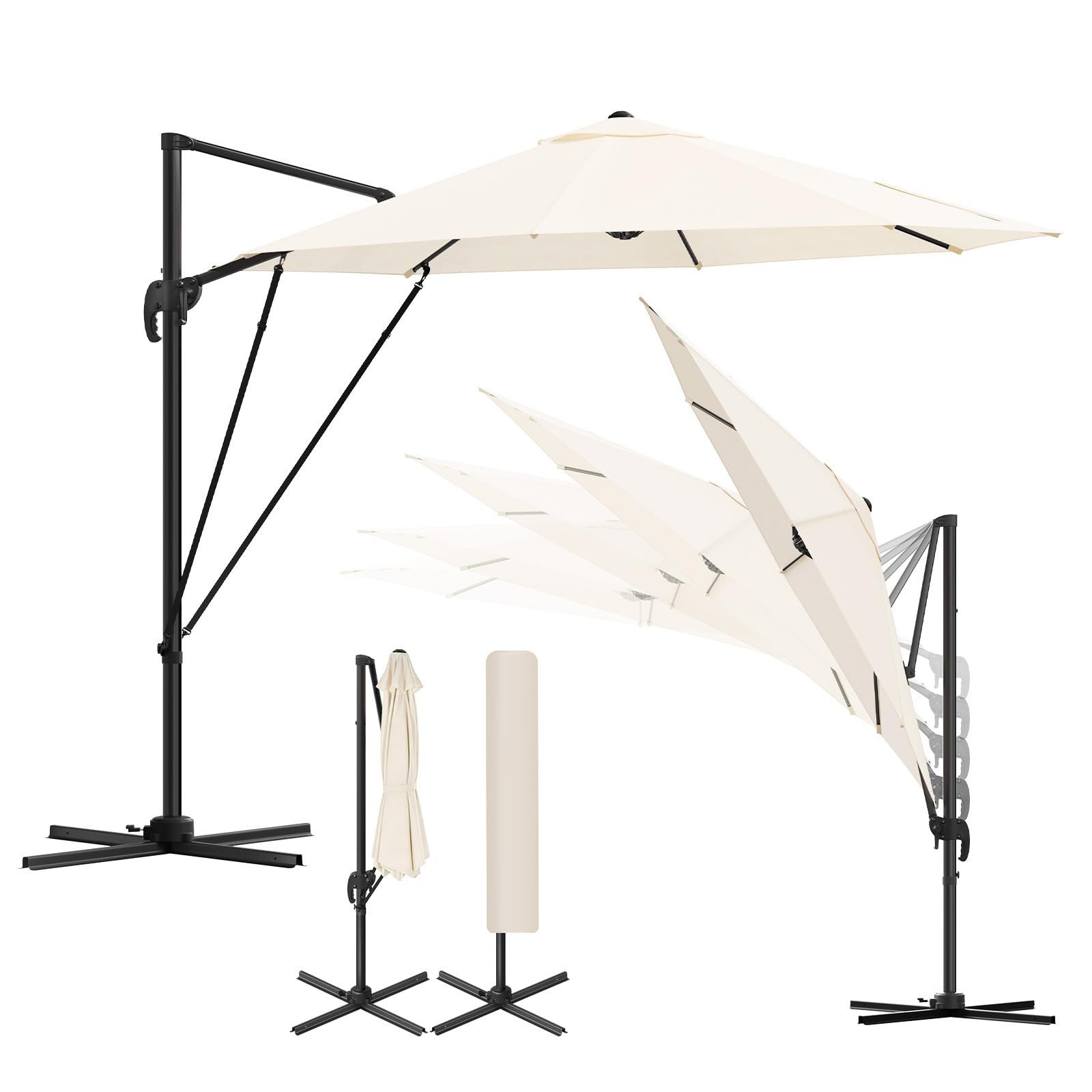 Woltu Sonnenschirm, Sonnenschutz UPF 50+, 360° drehbar, Sonnenparasol Aluminium Stahl