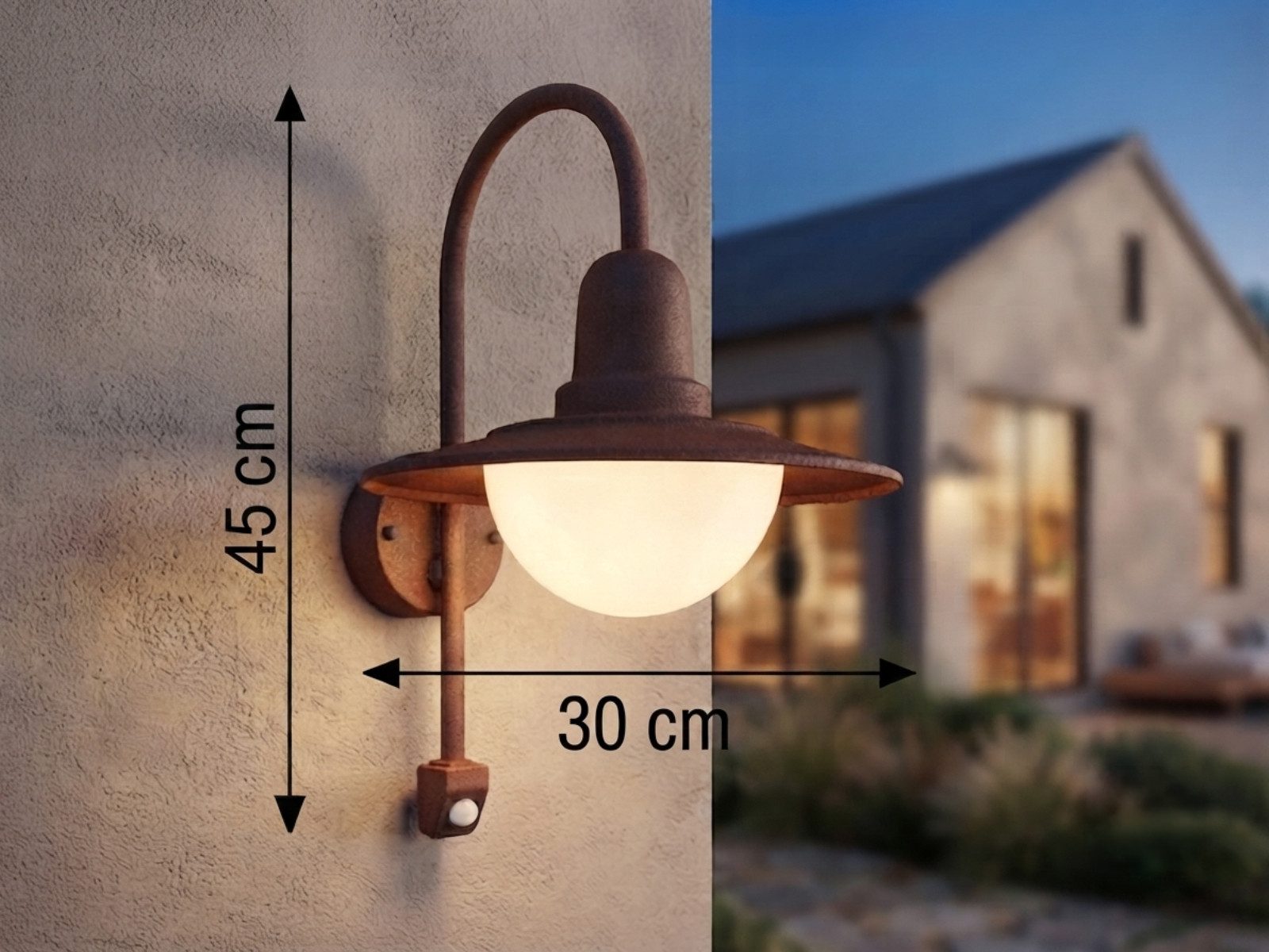 TRIO Leuchten LED Außen-Wandleuchte mit Bewegungsmelder, Höhe 45cm, Bewegungssensor, LED wechselbar, Warmweiß, Wand Außenleuchte Landhausstil, Fassadenbeleuchtu – Bild 4 von 5