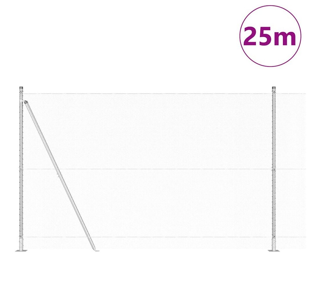 Thumbnail - vidaXL Gartenzaun Zaun mit Pfosten Silber 1.5 x 25 m PVC-beschichteter Stahl, (1-St)