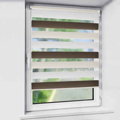 Doppelrollo rollos für Fenster ohne Bohren 130cm, OUBO, Lichtschutz, freihängend, mit Klemmträger, Klemmfix, livhtdurchlässig und verdunkelnd