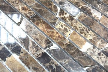Mosani Mosaikfliesen Mosaik Marmor Naturstein Verbund dunkelbraun poliert glänzend Bad