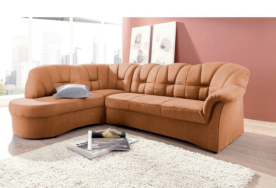 DOMO collection Ecksofa "Papenburg, zeitlose Rückensteppung, elegante Armle günstig online kaufen