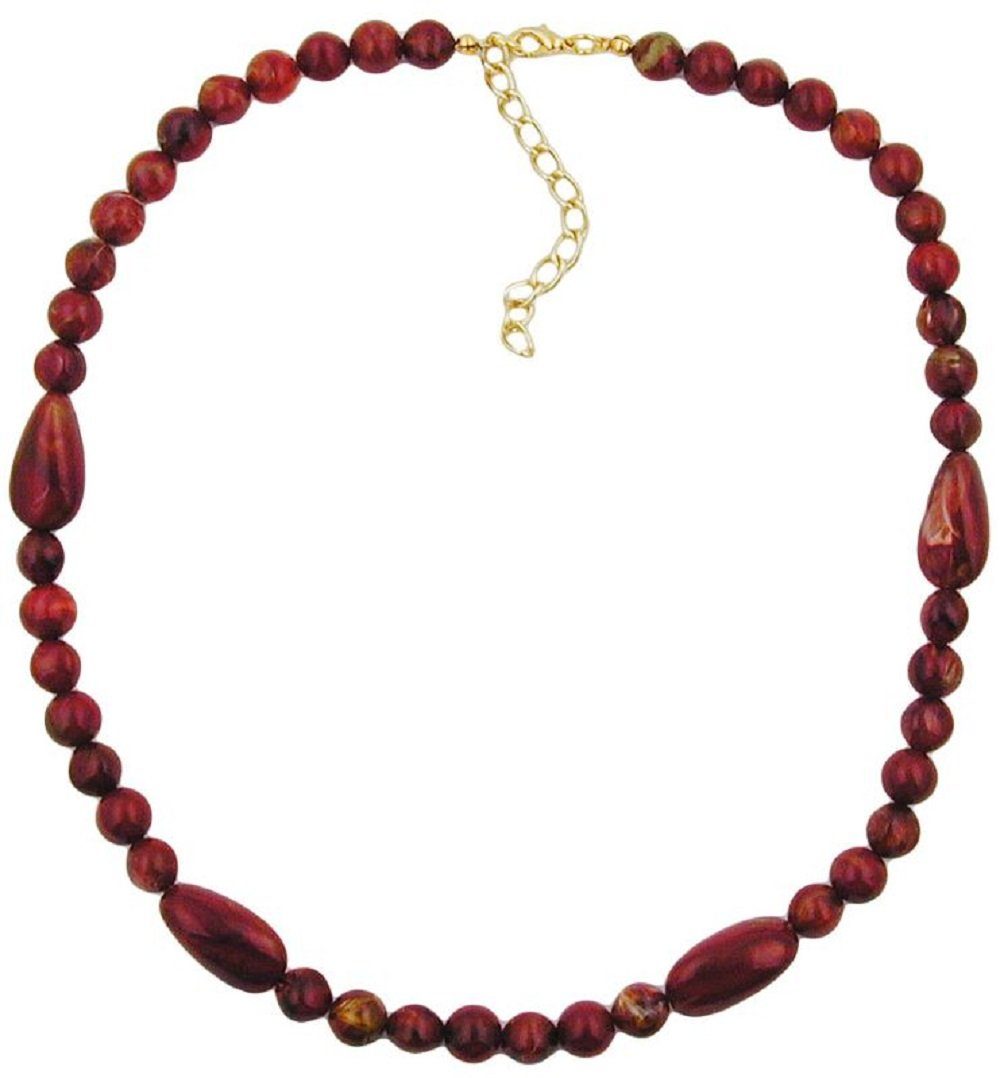 unbespielt Collier Kette Kunststoffperlen rot-marmoriert 45 cm mit Verlängerungskettchen, Modeschmuck für Damen