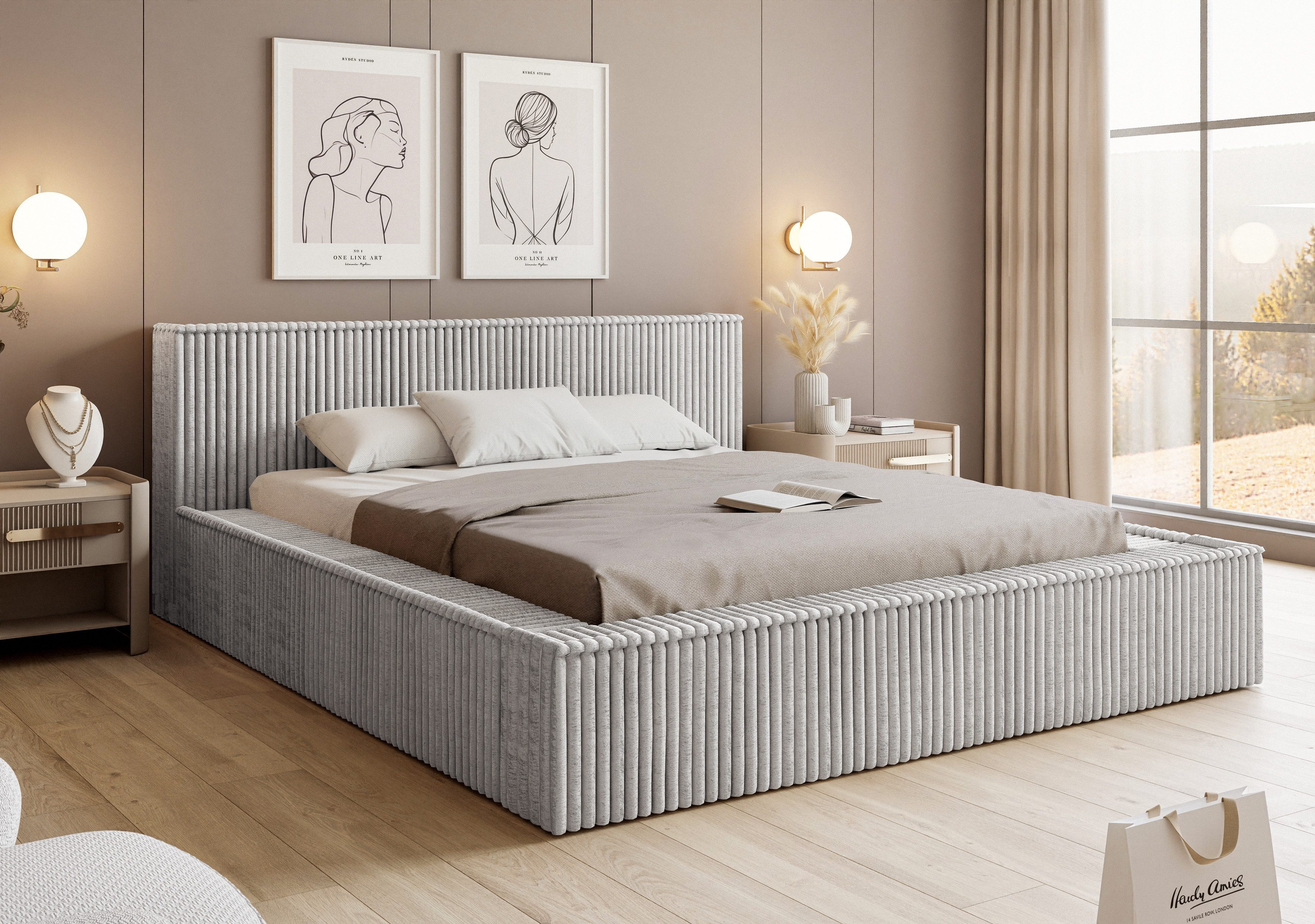 Goldstoff Polsterbett Veloria mit Bettkasten und günstig online kaufen