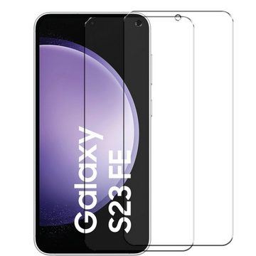 CoolGadget Handyhülle Schwarz als 2in1 Schutz Cover Set für das Samsung Galaxy S23 FE 6,4 Zoll, 2x Glas Display Schutz Folie + 1x TPU Case Hülle für Galaxy S23 FE