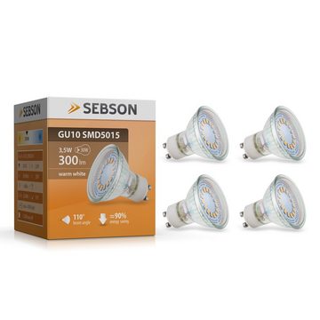 SEBSON LED-Leuchtmittel LED Lampe GU10 warmweiß 3,5W Strahler 230V Leuchtmittel - 4er Pack