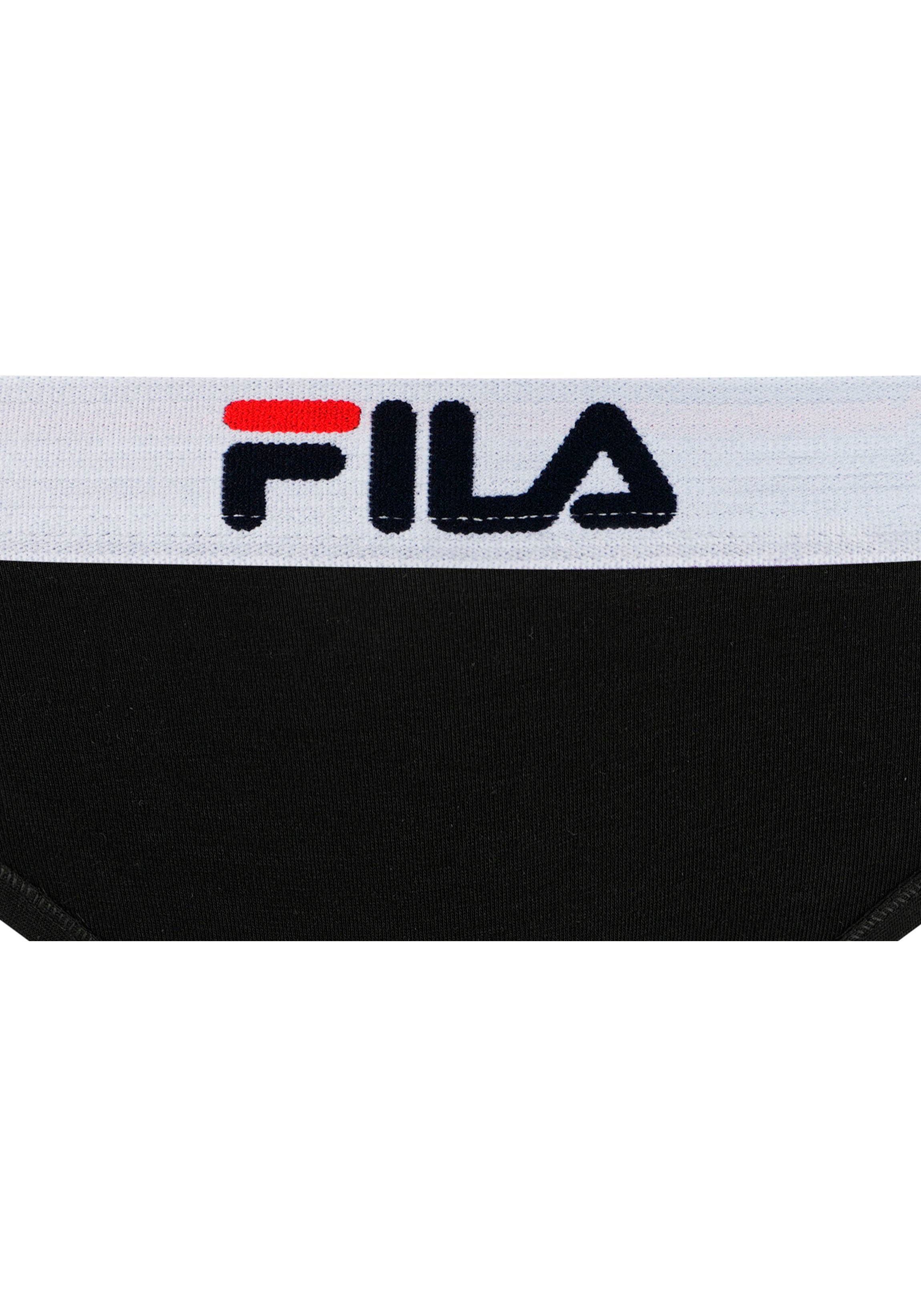 3-St) 3er Pack, Logobund String schwarz (Packung, Fila String Woman