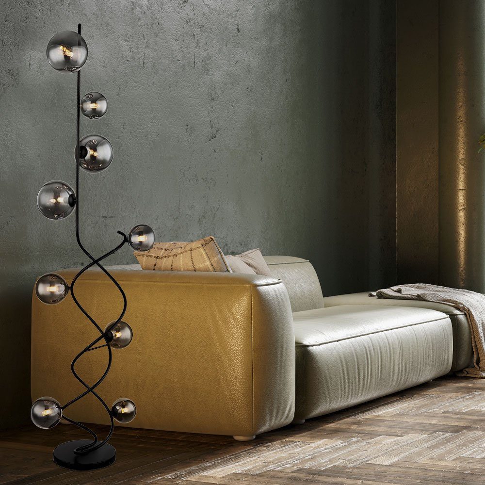 GLOBO LIGHTING LED Stehlampe, Leuchtmittel inklusive, Warmweiß, Stehleuchte Standlampe 6-Flammig LED Glas Rauchfarben H 159 cm