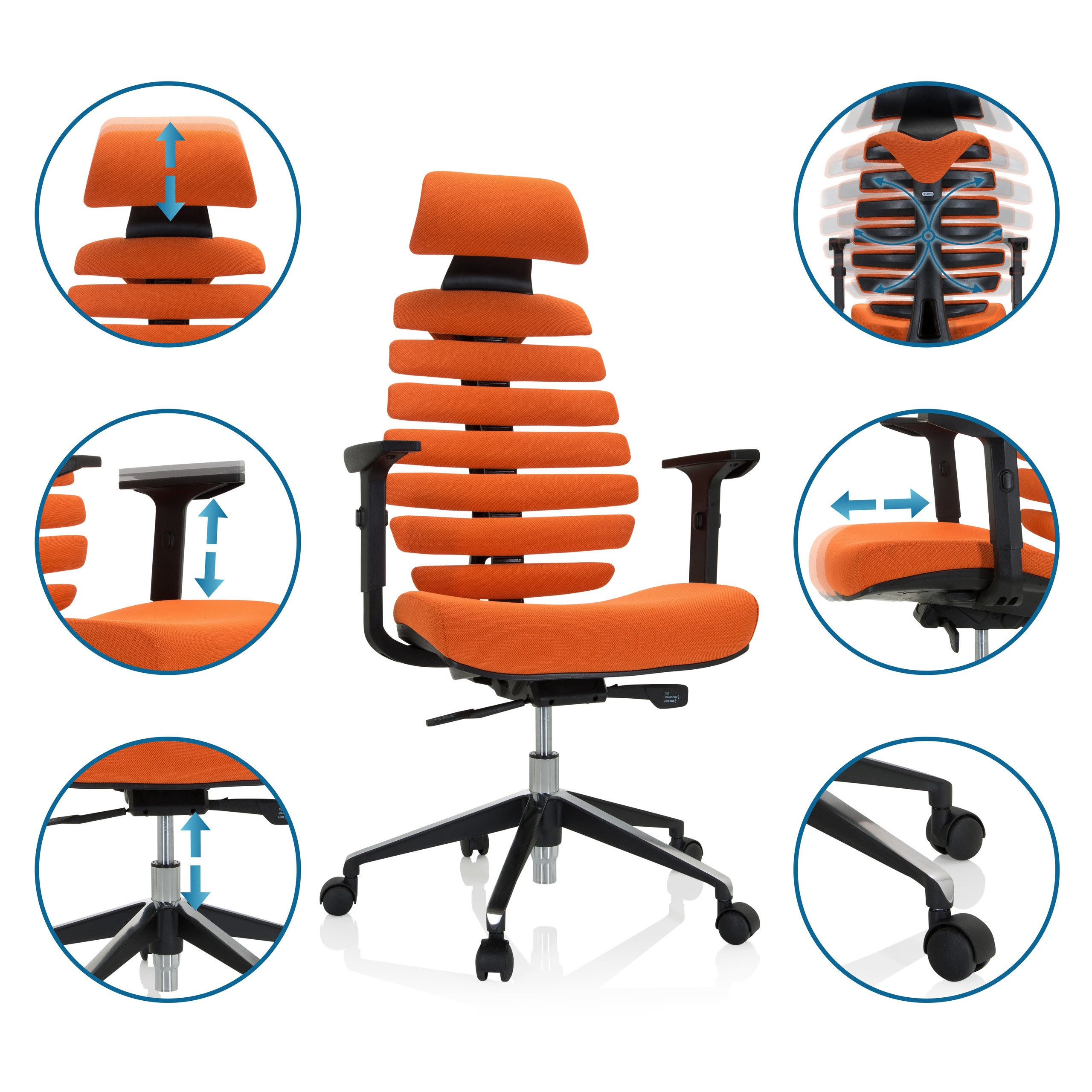 hjh OFFICE Drehstuhl Profi Bürostuhl Ergo Line Ii Pro Stoff (1 St), Ergonomischer Chefsessel, Schreibtischstuhl höhenverstellbar